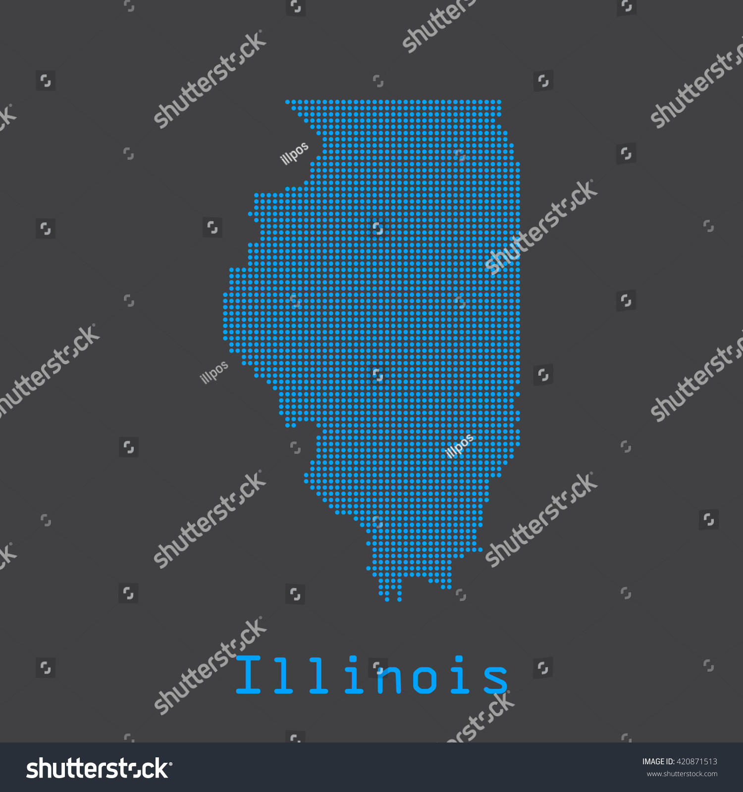 Illinois Blue Abstract Dots Map Dotted Stock Vector (Royalty Free ...