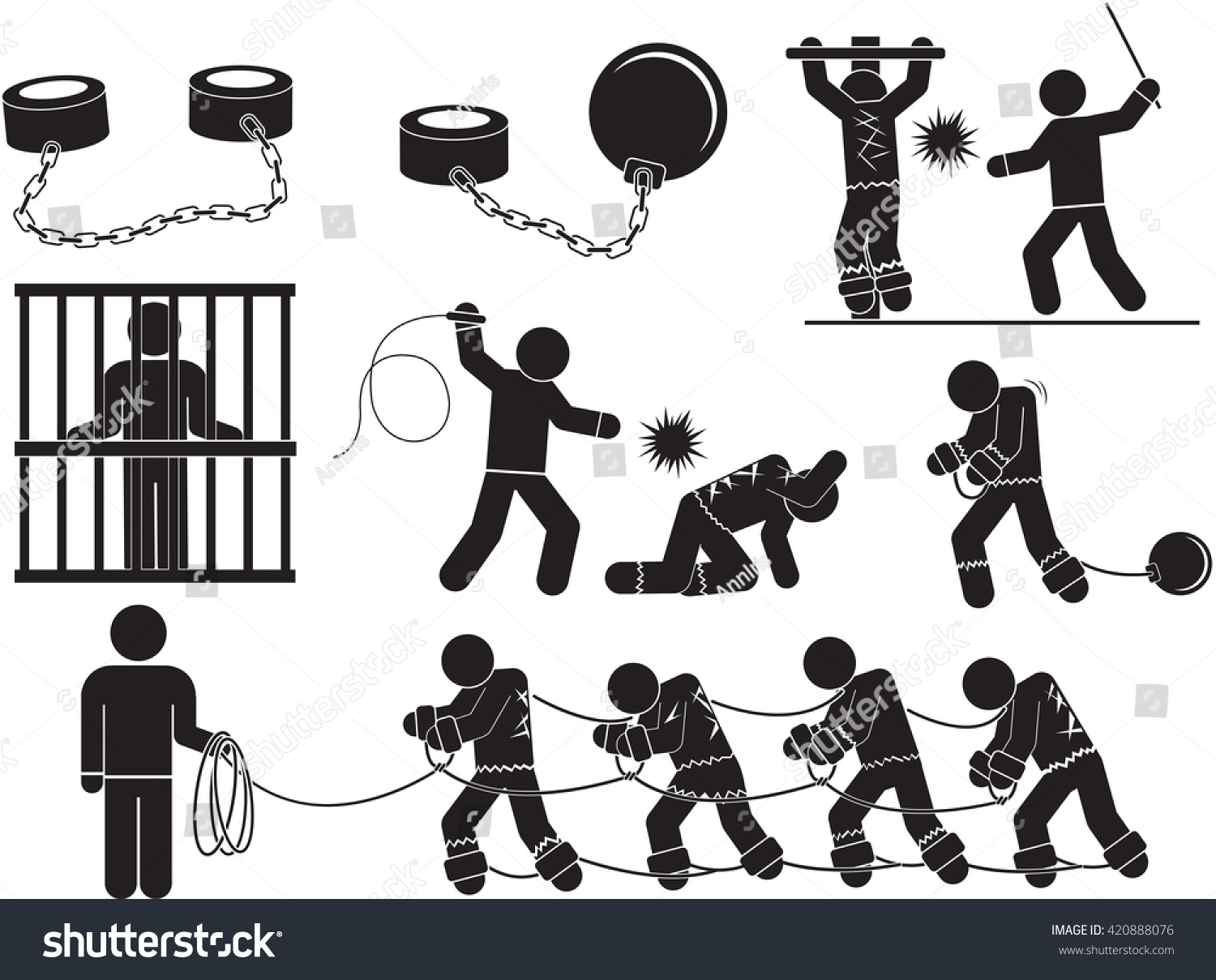 Slave Labor Icon Set Illustration: стоковая векторная графика (без лицензио...