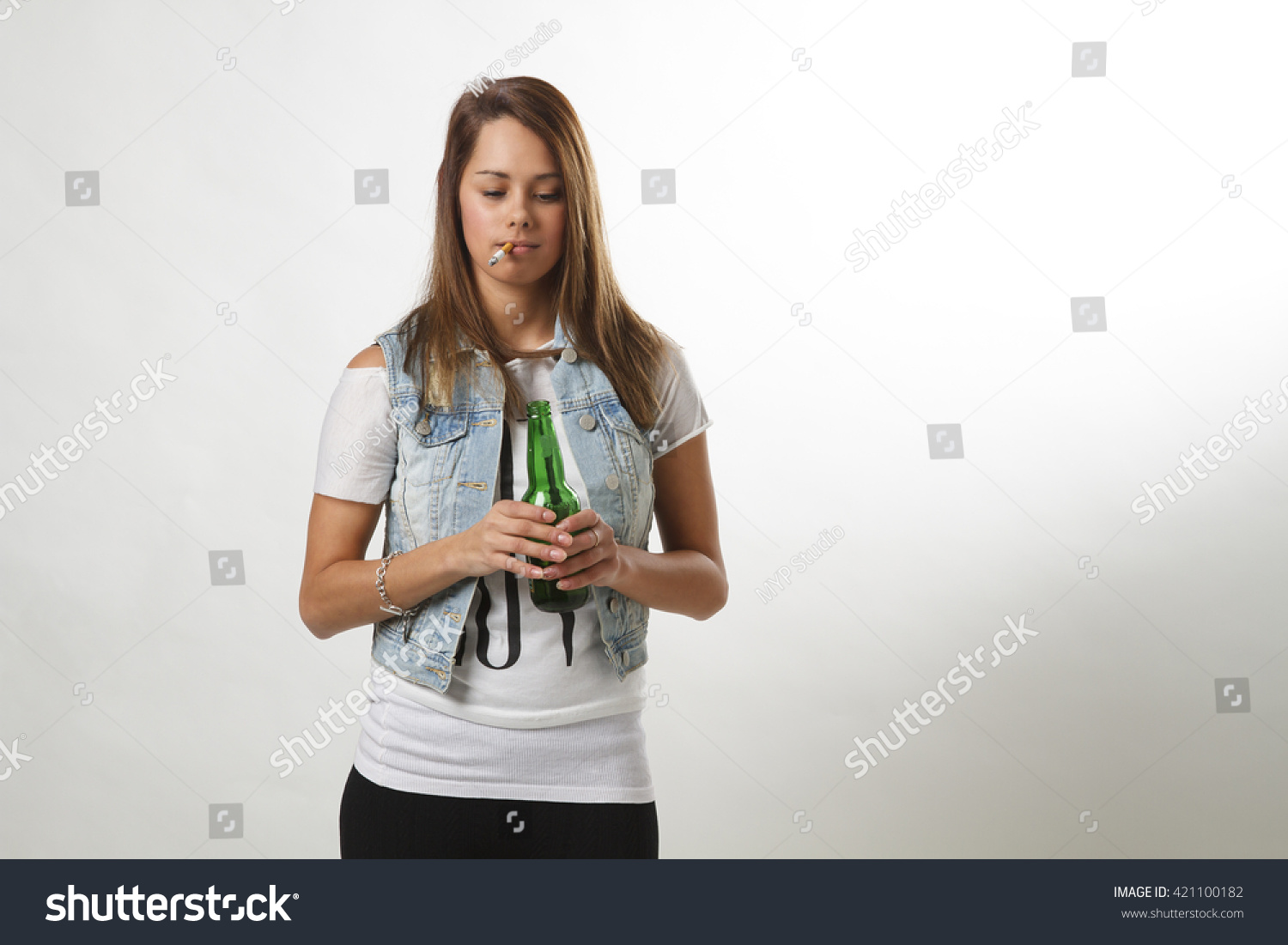 Teen Girl Smoking Drinking Stock Photo 421100182 | Shutterstock