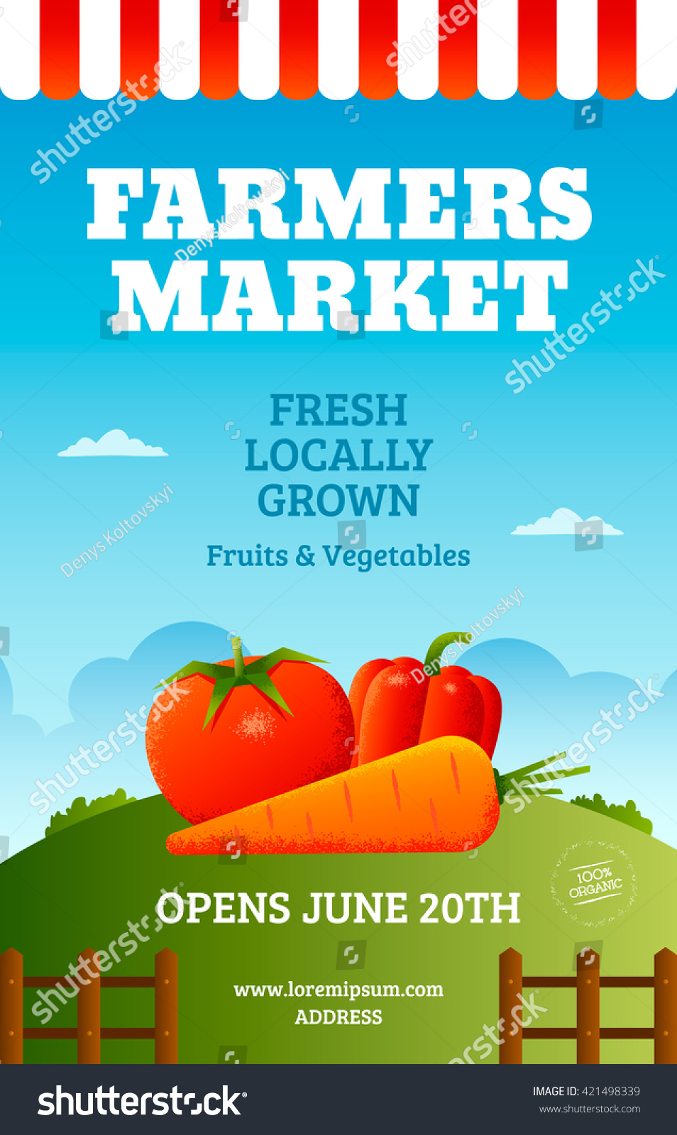 Farmers Market Poster Template Vegetables Fresh Stock Vector (Royalty ...