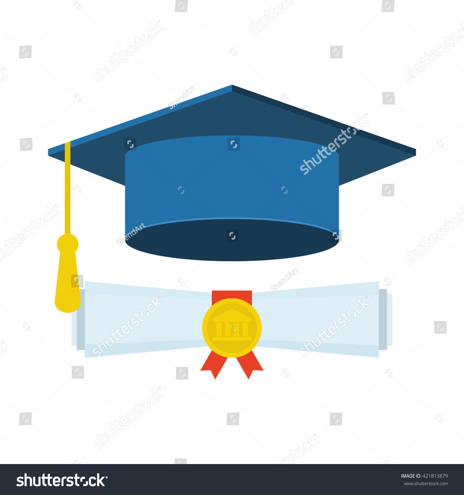 Graduation Cap Diploma Icon Isolated Vector Stock Vector (Royalty Free ...