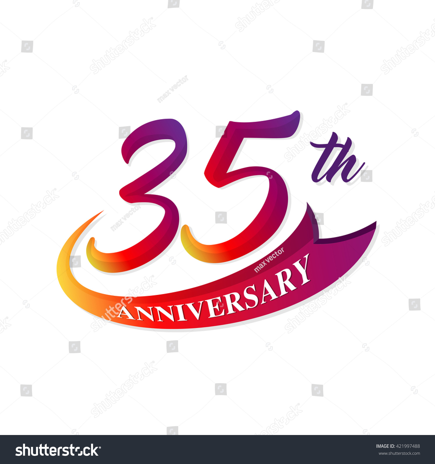 Anniversary Emblems 35 Anniversary Template Design Stock Vector ...