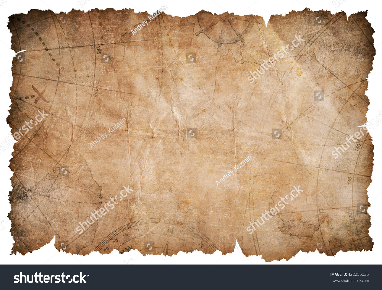 Old Pirates Treasure Map Isolated Stock Illustration 422255035 ...