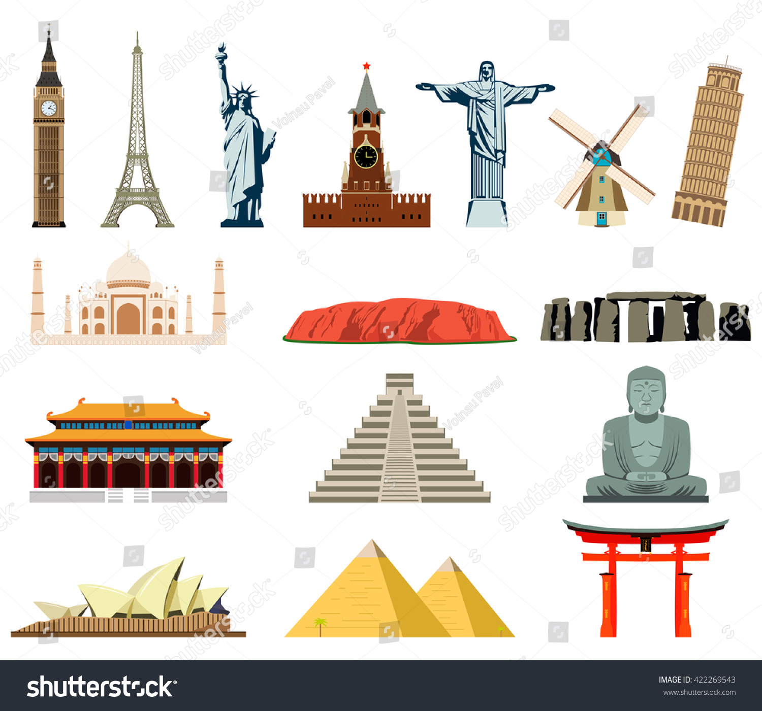 World Landmarks Famous World Landmarks Vector Stock Vector (Royalty ...