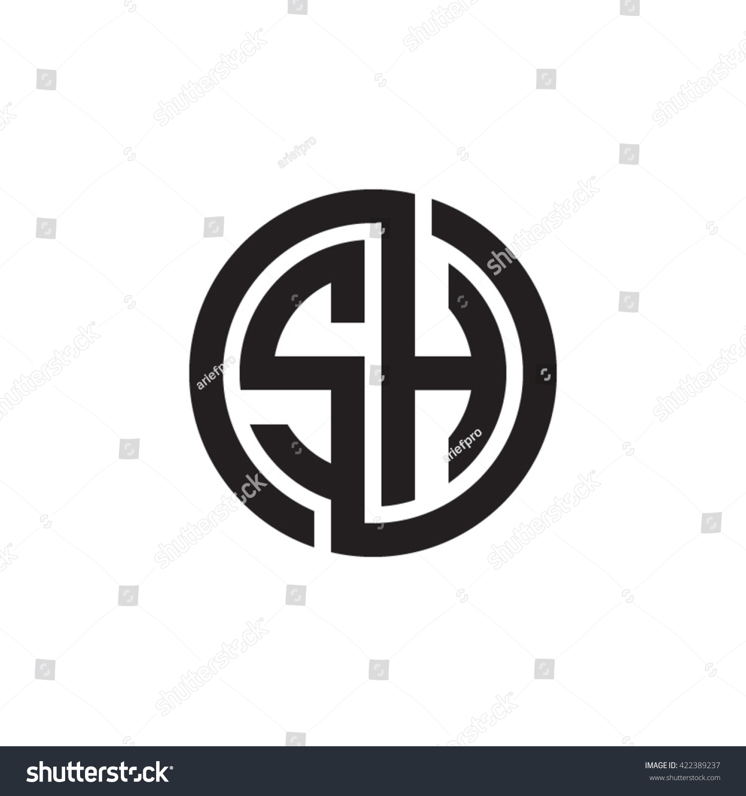 Sh Initial Letters Looping Linked Circle Stock Vector (Royalty Free ...