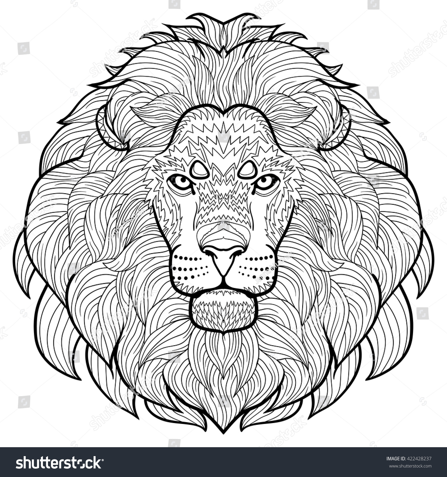 Animal Outline Drawing Antistress Coloring Head Stock Vector (Royalty ...