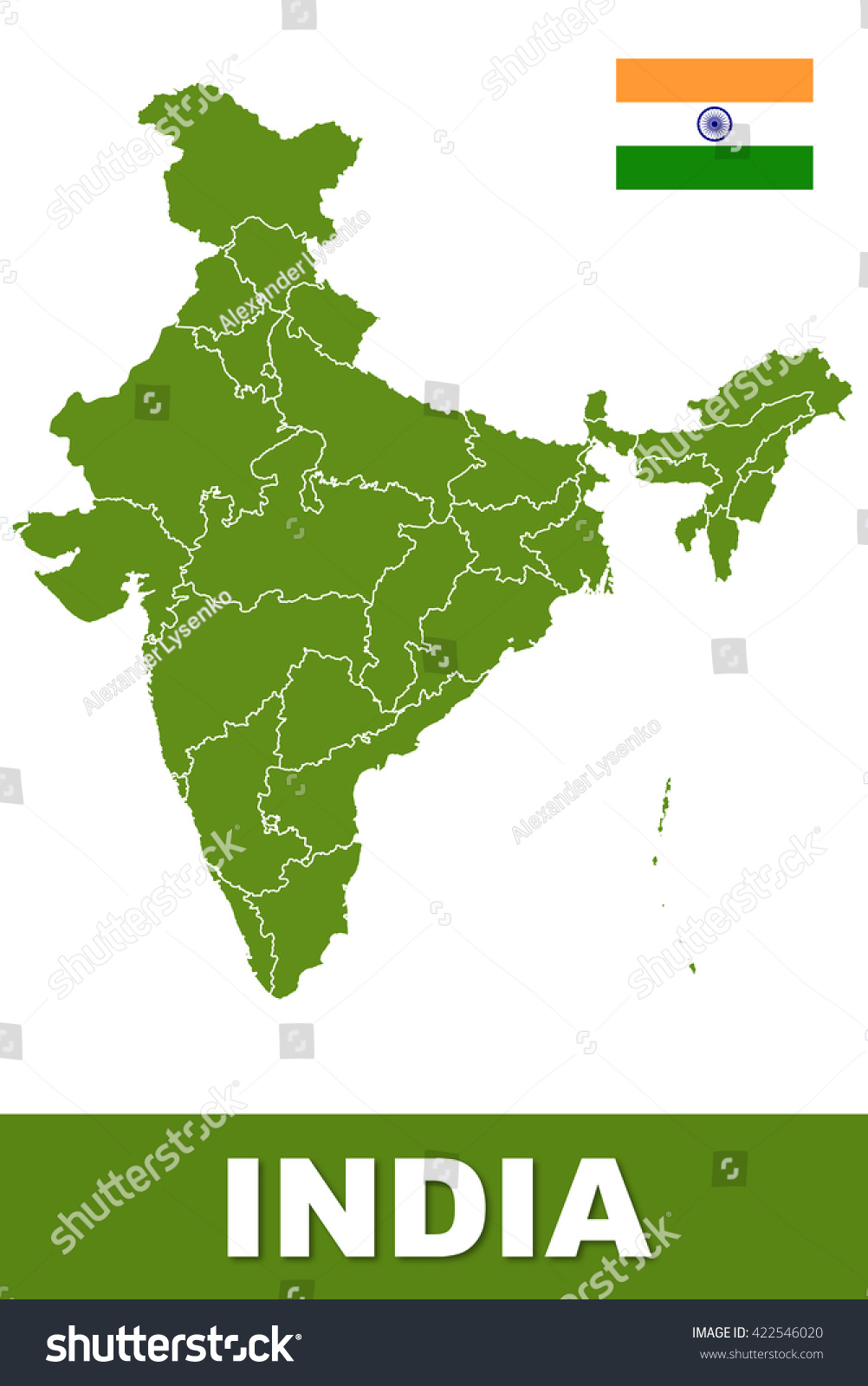 Detailed India Map Stock Illustration 422546020 | Shutterstock