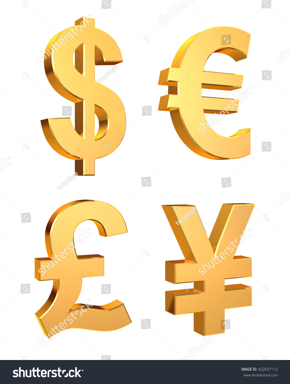 3d Illustration Currency Symbols Set On Stock Illustration 422637112 ...