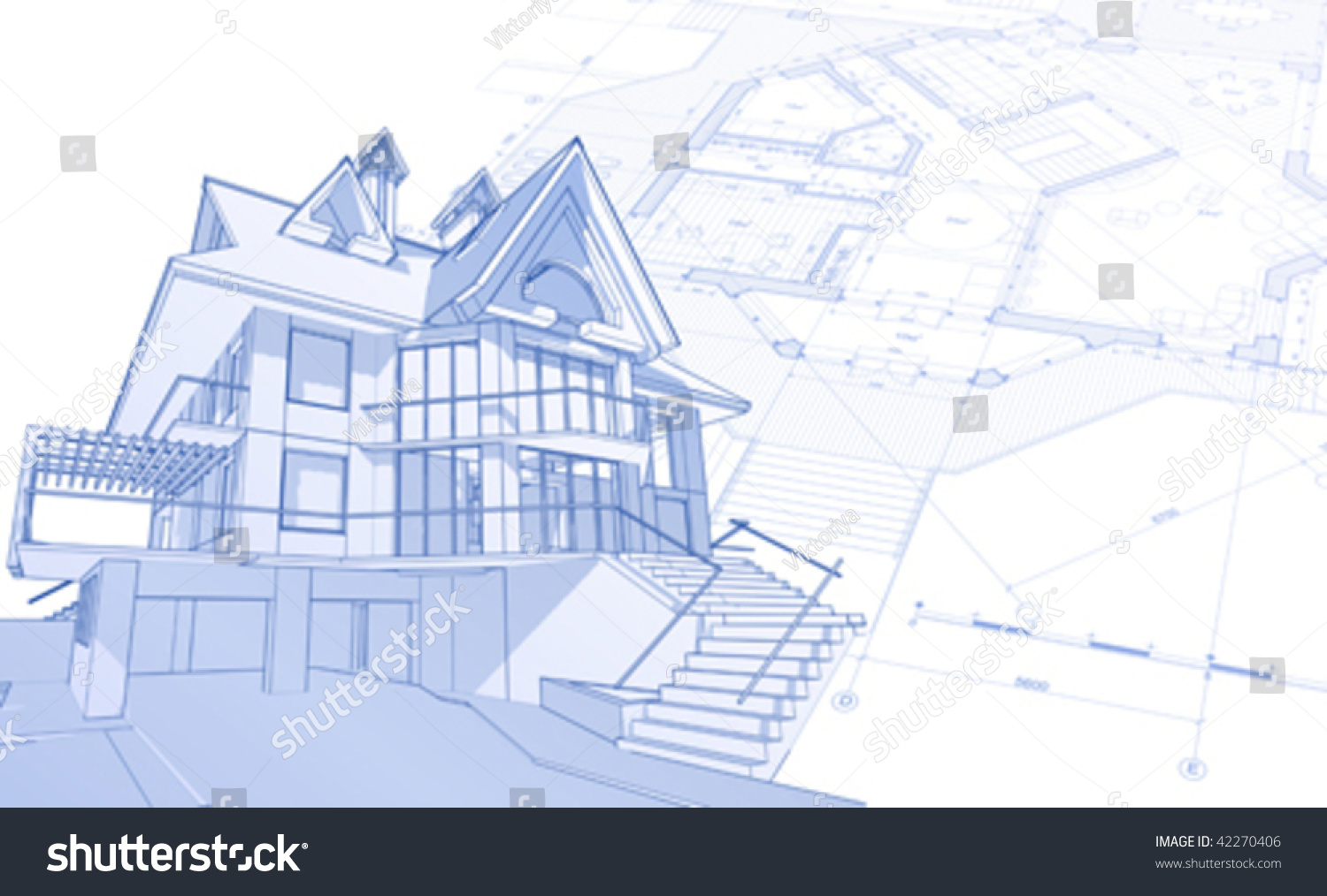 3d House Vector Technical Draw Stock Vector (Royalty Free) 42270406 ...