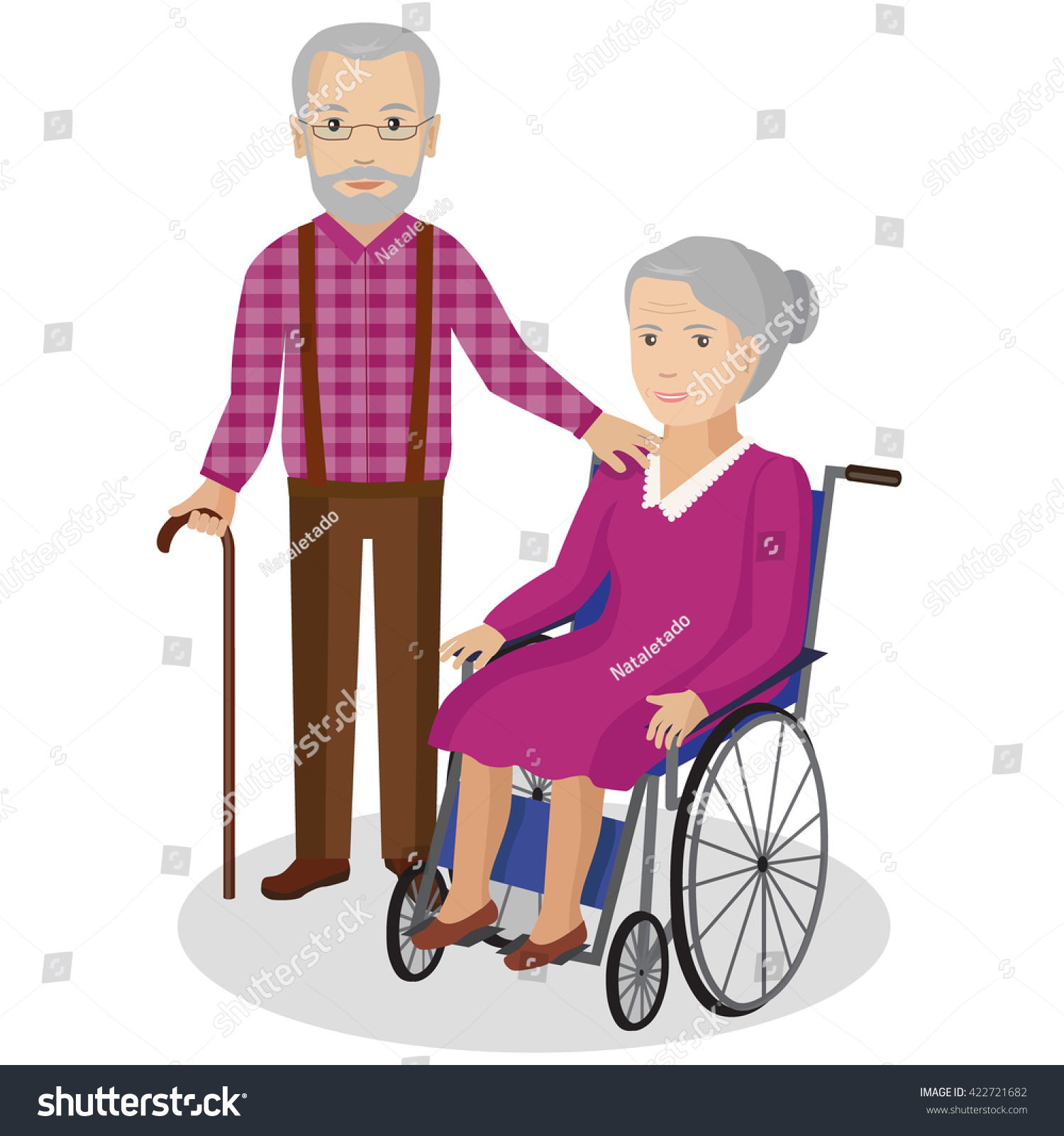 Vektor Stok Couple Older People Grandmother Grandfather Vector Tanpa