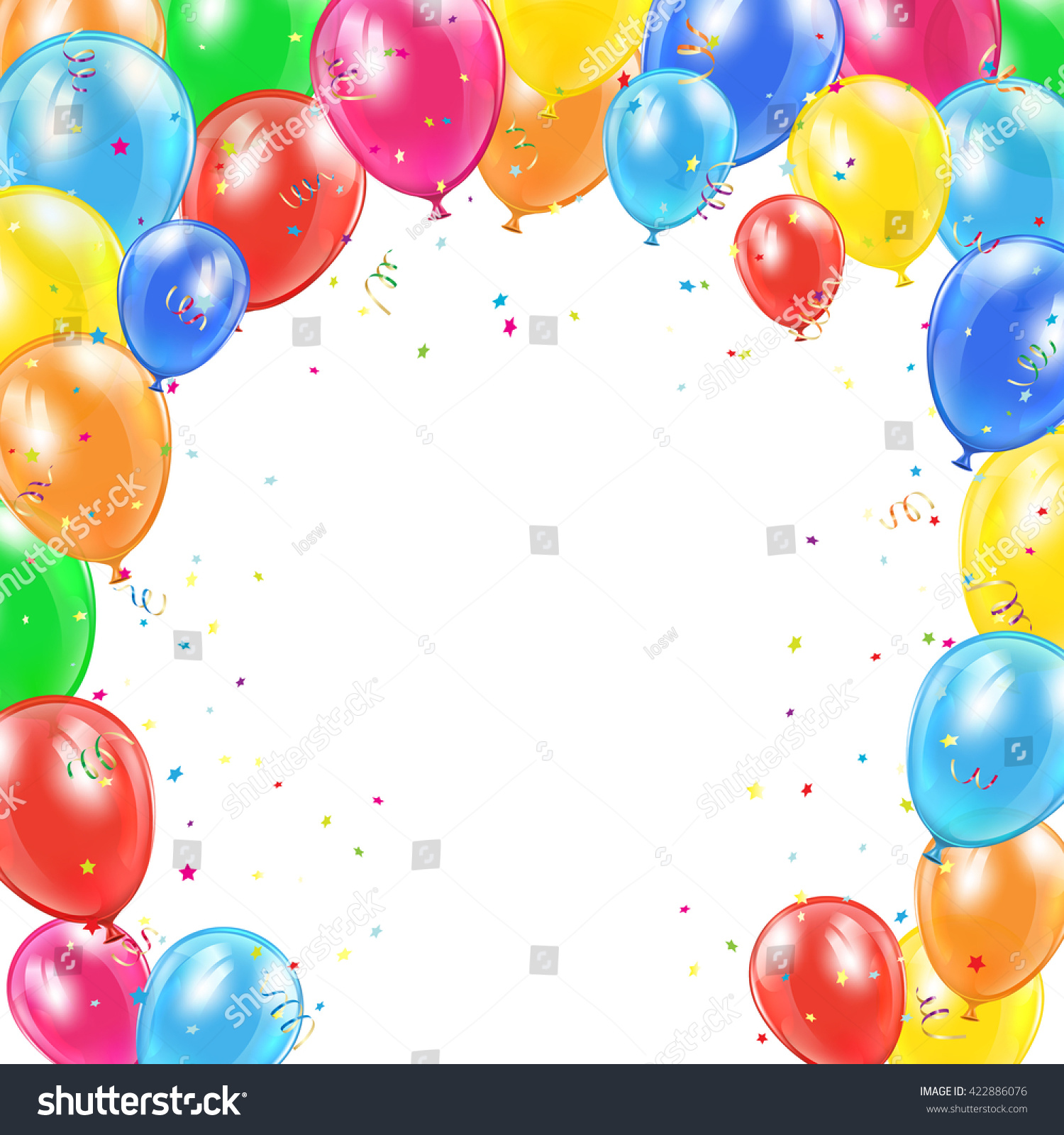 Happy Birthday Background Frame Flying Colorful Stock Illustration ...