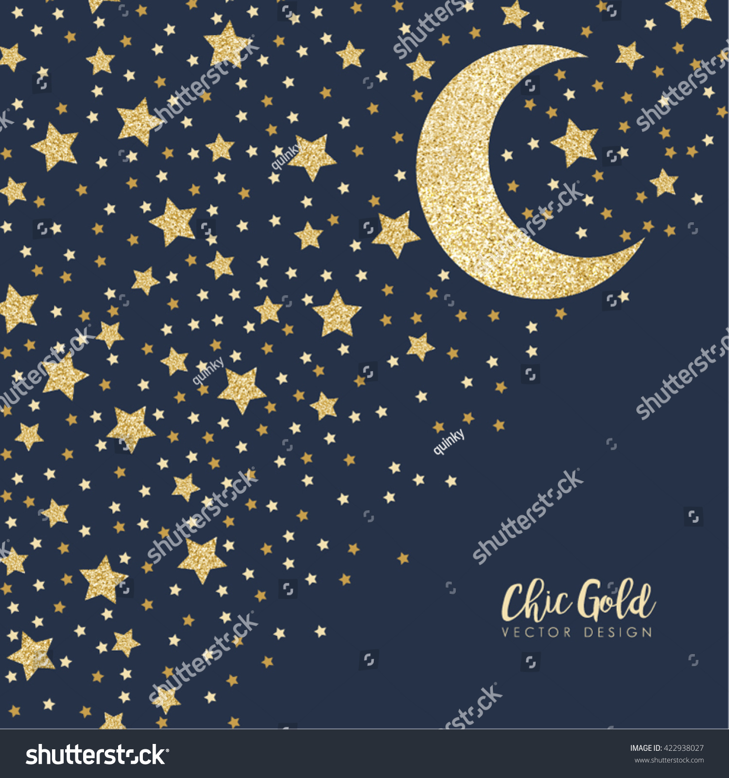 Sparkling Gold Starry Night Vector Design Stock Vector (Royalty Free ...