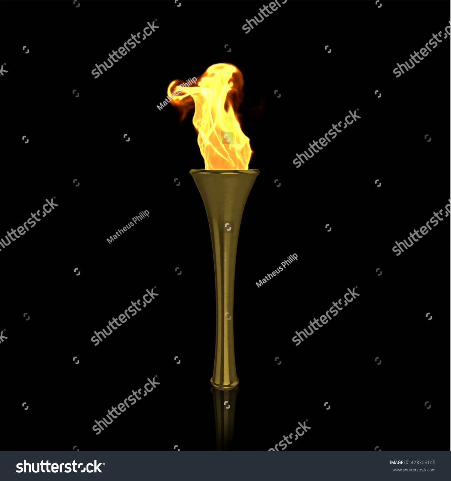 Golden Torch On Black Background Sport Stock Illustration 423306145 ...