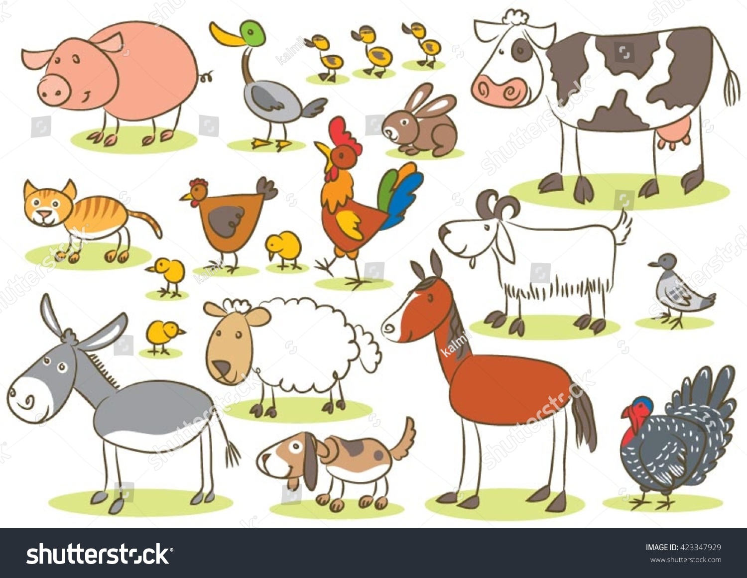 Domestic Animal Kids Drawing Stock Vector (Royalty Free) 423347929 ...