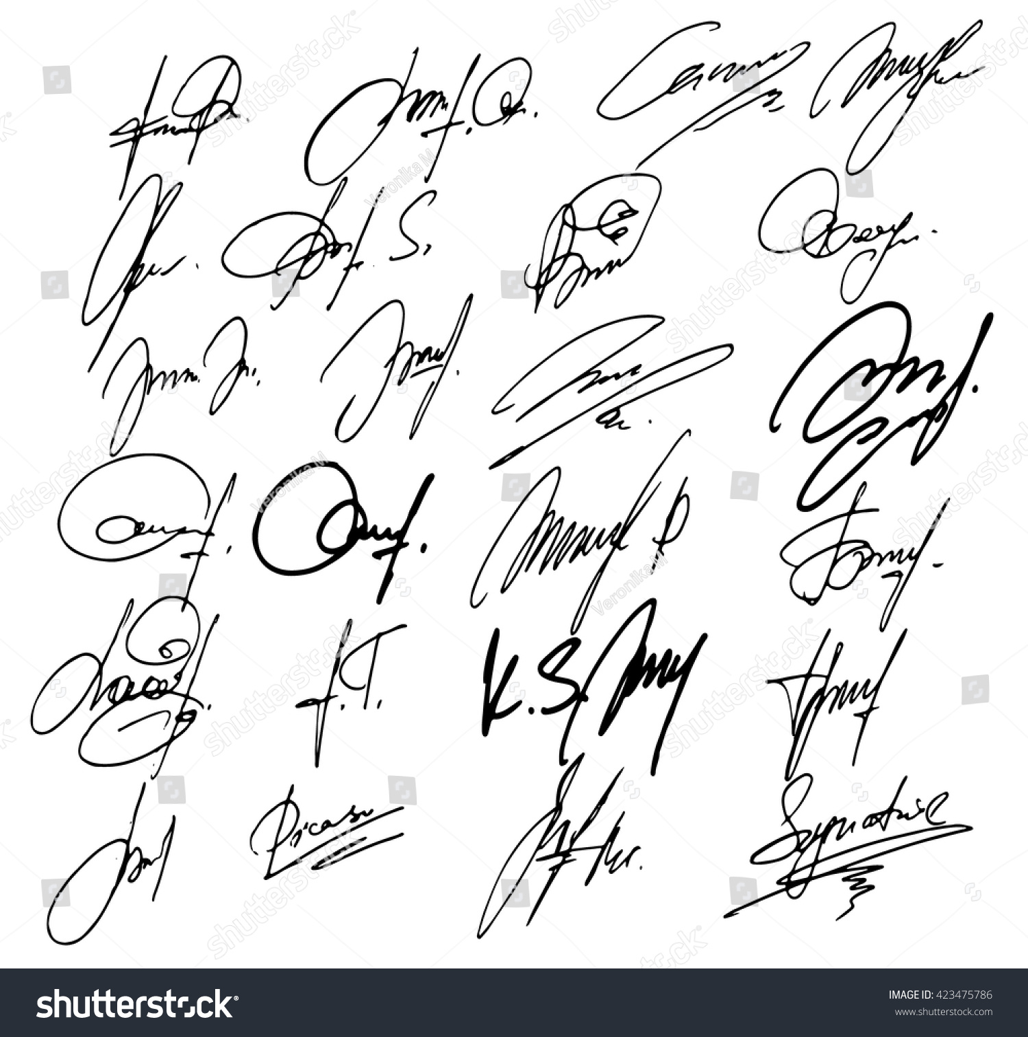 Collection Vector Signatures Fictitious Autograph Vector Stock Vector ...