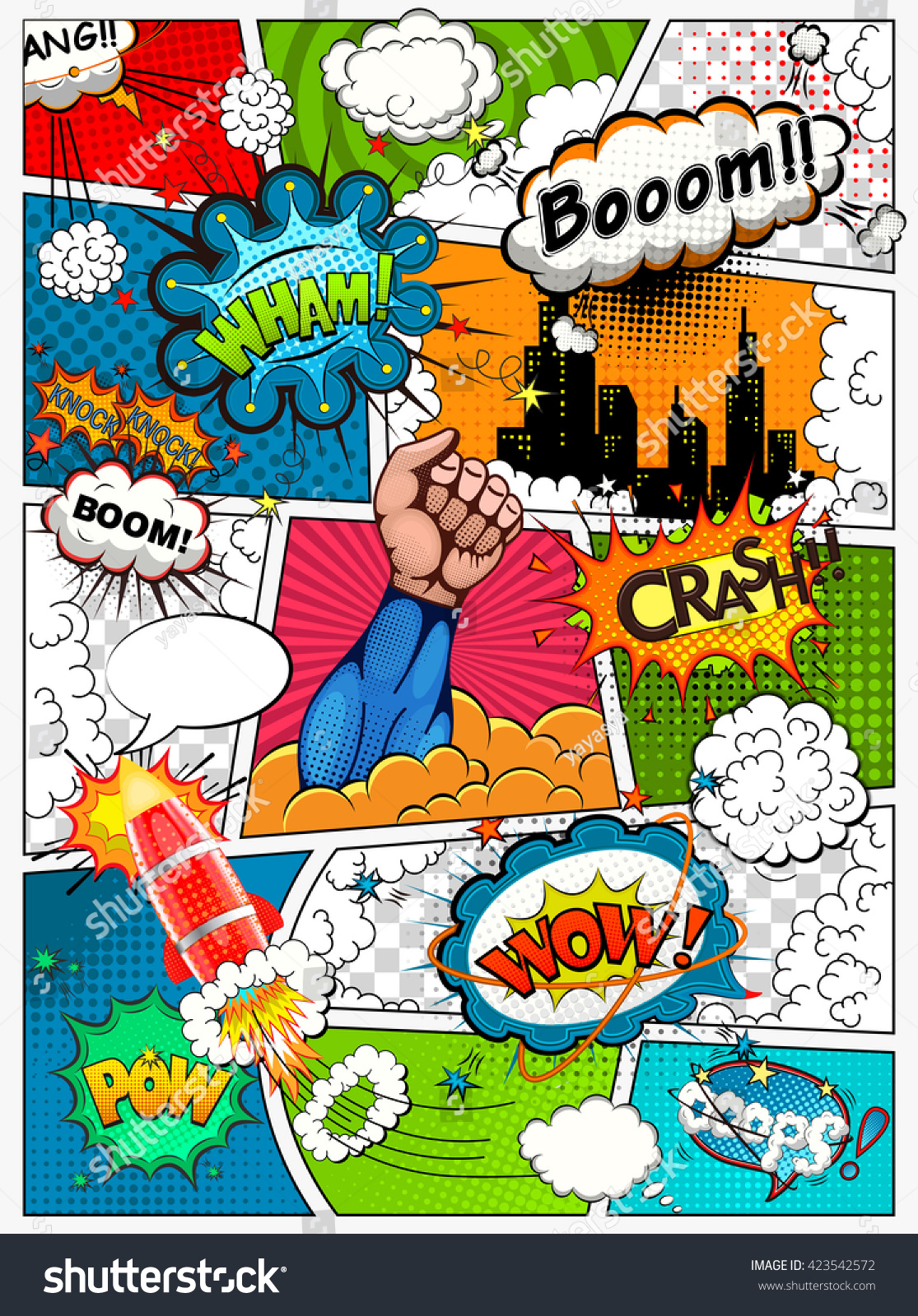 Comic Book Page Divided By Lines Stock Vector (Royalty Free) 423542572 ...