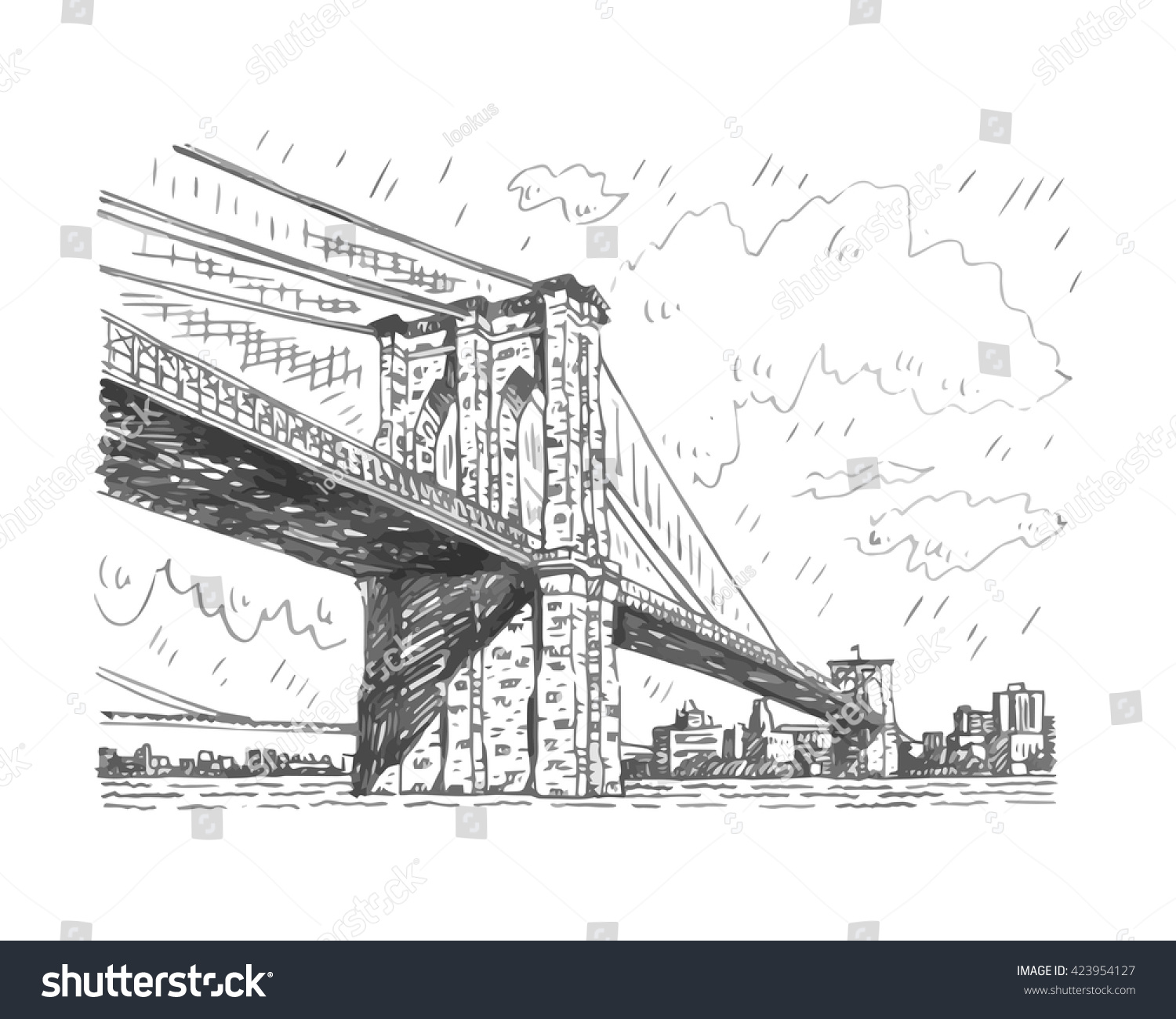 Бруклинский мост вектор контур