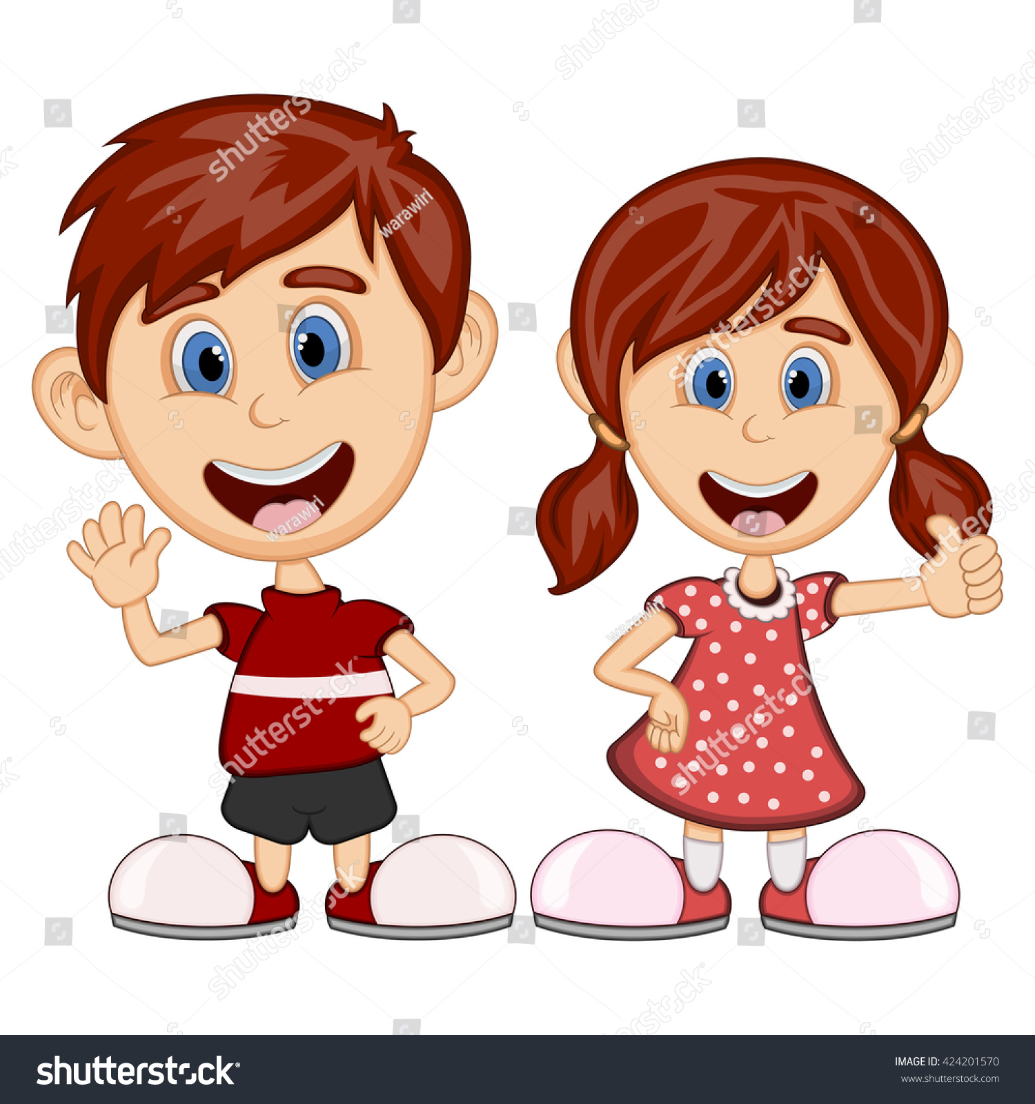 Children Waving Hand Cartoon Image Illustration Stock Illustration ...