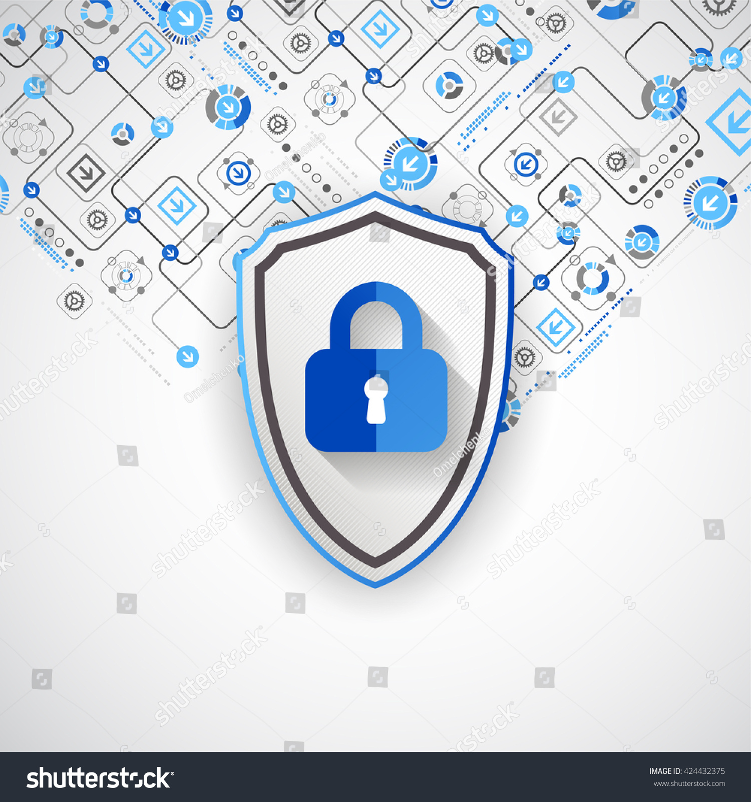 Protection Concept Digital Technological Protect Mechanism Stock Vector ...