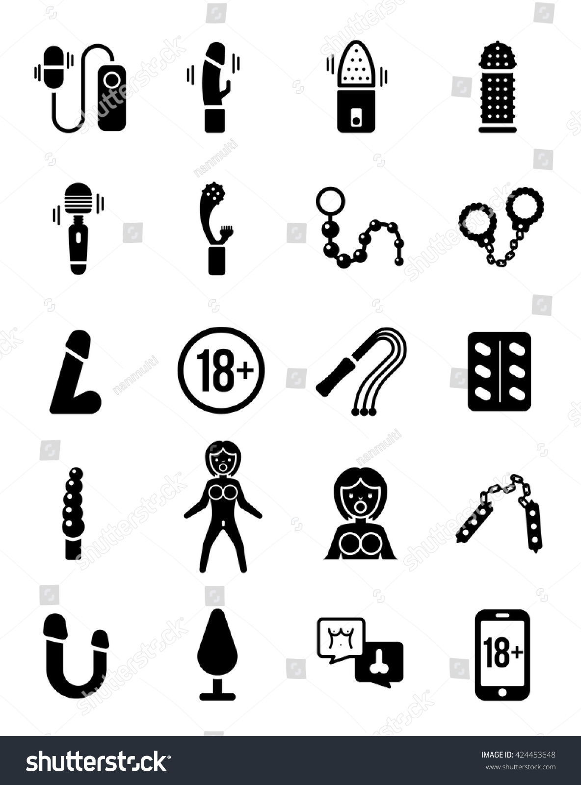 Sex Toy Vector Icon Set Stock Vector Royalty Free 424453648 Shutterstock