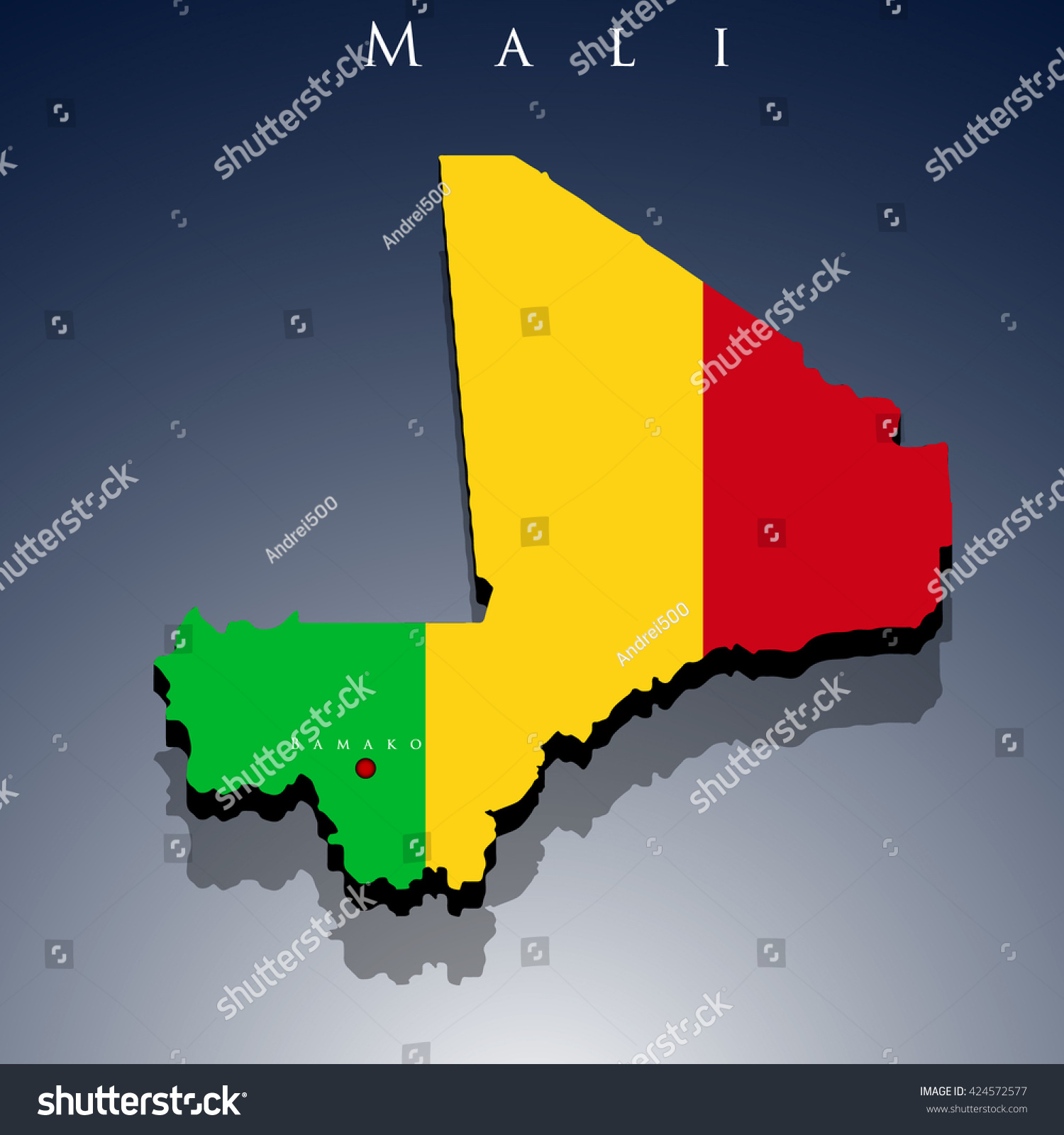 Vector 3d Mali Map Flag On Stock Vector (Royalty Free) 424572577 ...