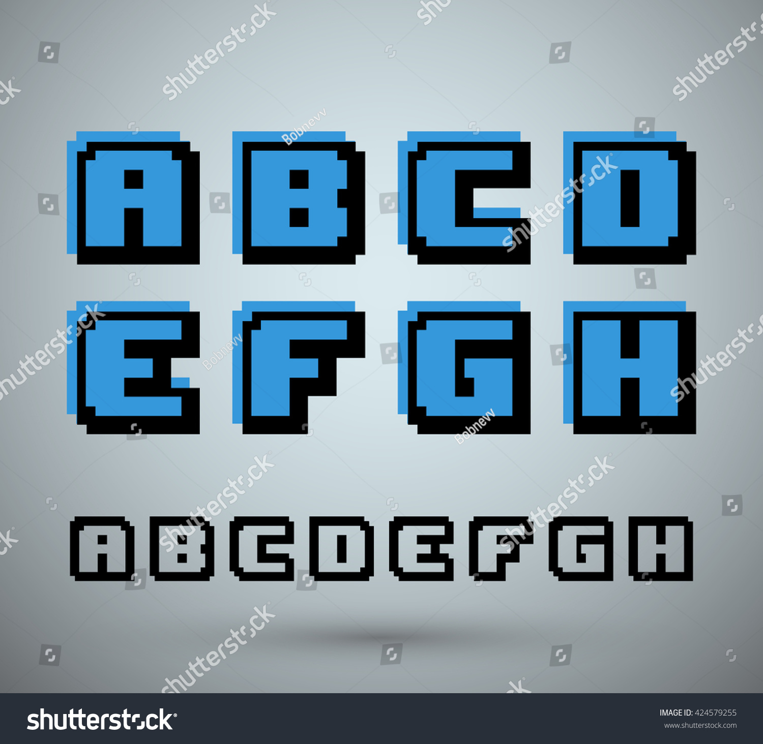 Pixel Font Alphabet Old Video Game Stock Vector (Royalty Free ...