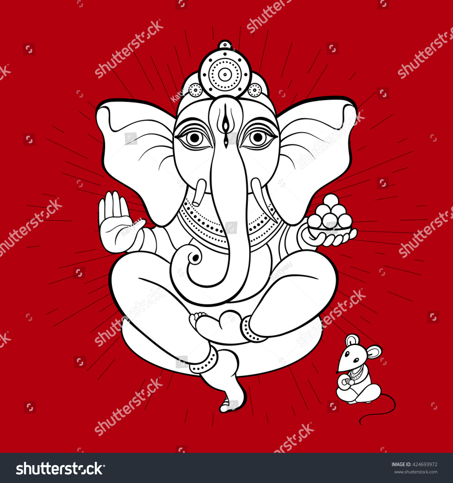 Ganesha Mouse Vector Hand Drawn Illustration Stock Vector (Royalty Free ...