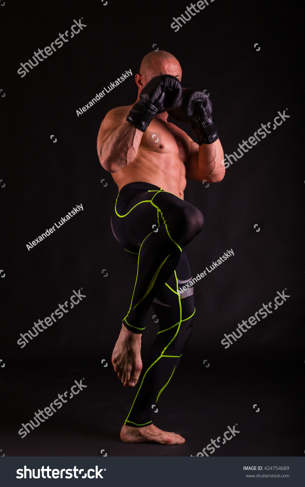 Muscular Fighter Naked Torso Boxing Gloves Stock Photo Shutterstock