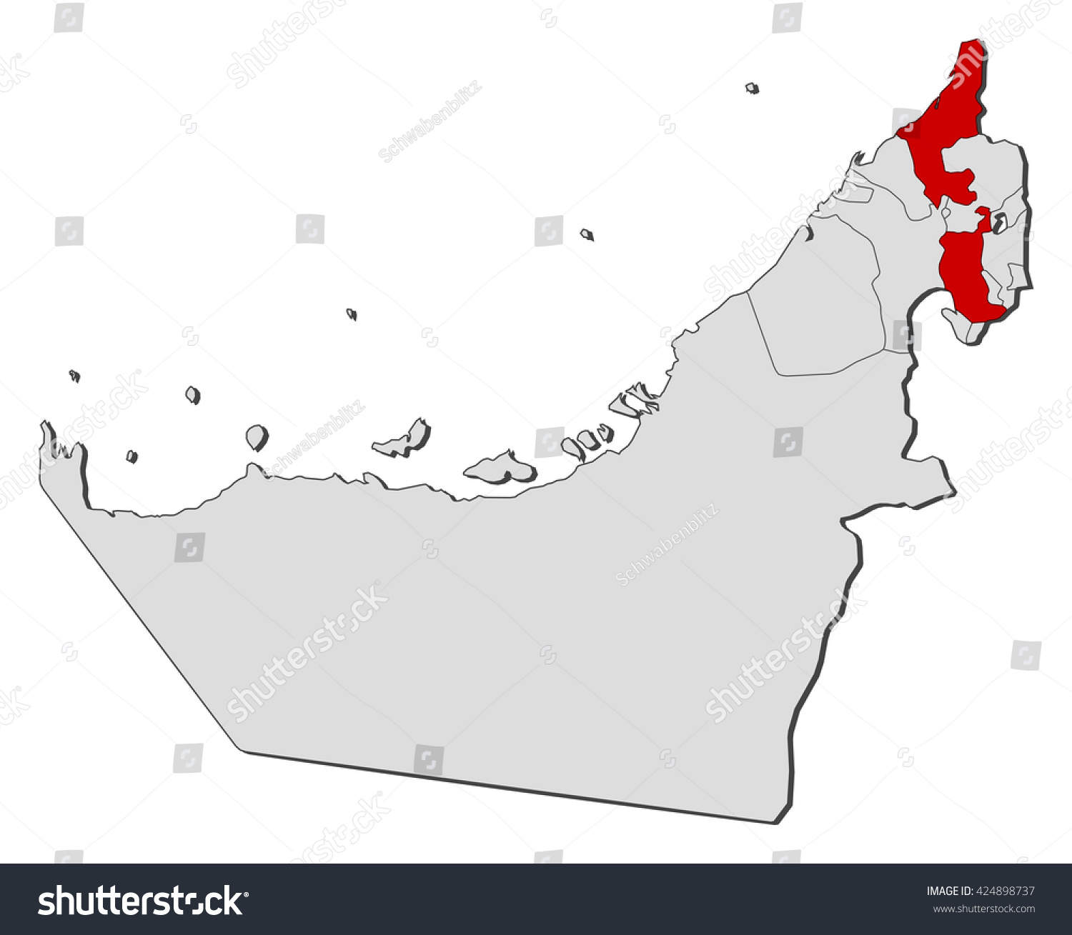 Map United Arab Emirates Ras Alkhaimah Stock Vector (Royalty Free ...