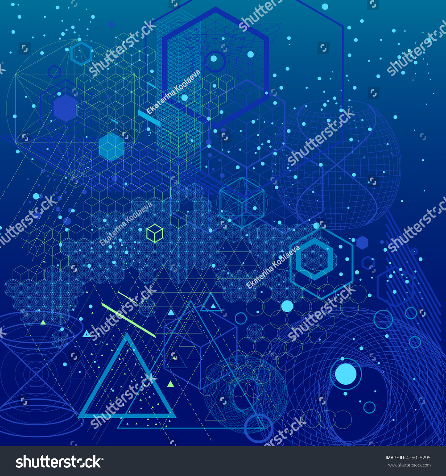 Sacred Geometry Symbols Elements Background Cosmic Stock Vector ...