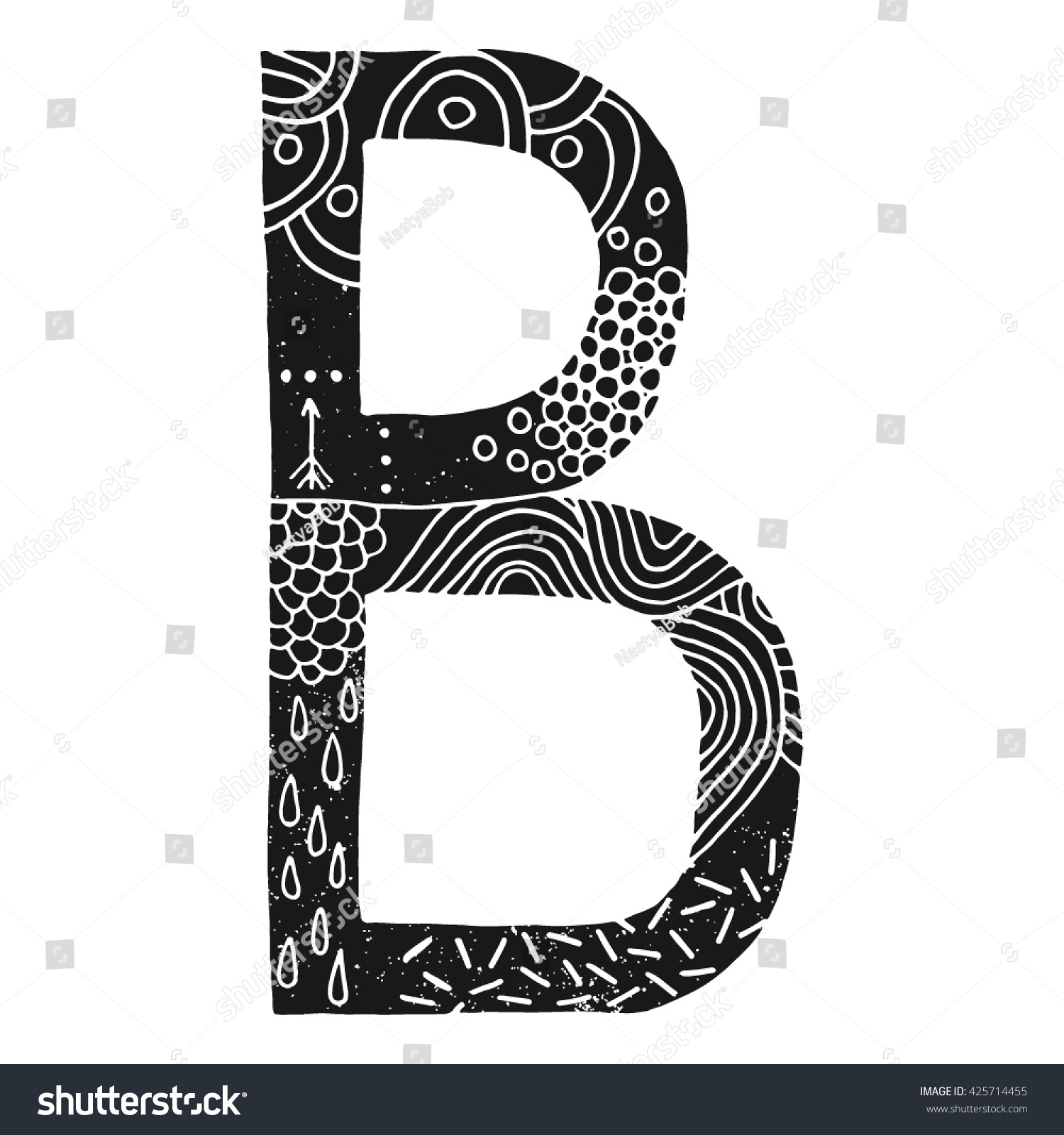 Hand Drawn Black Letter B Doodle Stock Vector (Royalty Free) 425714455 ...