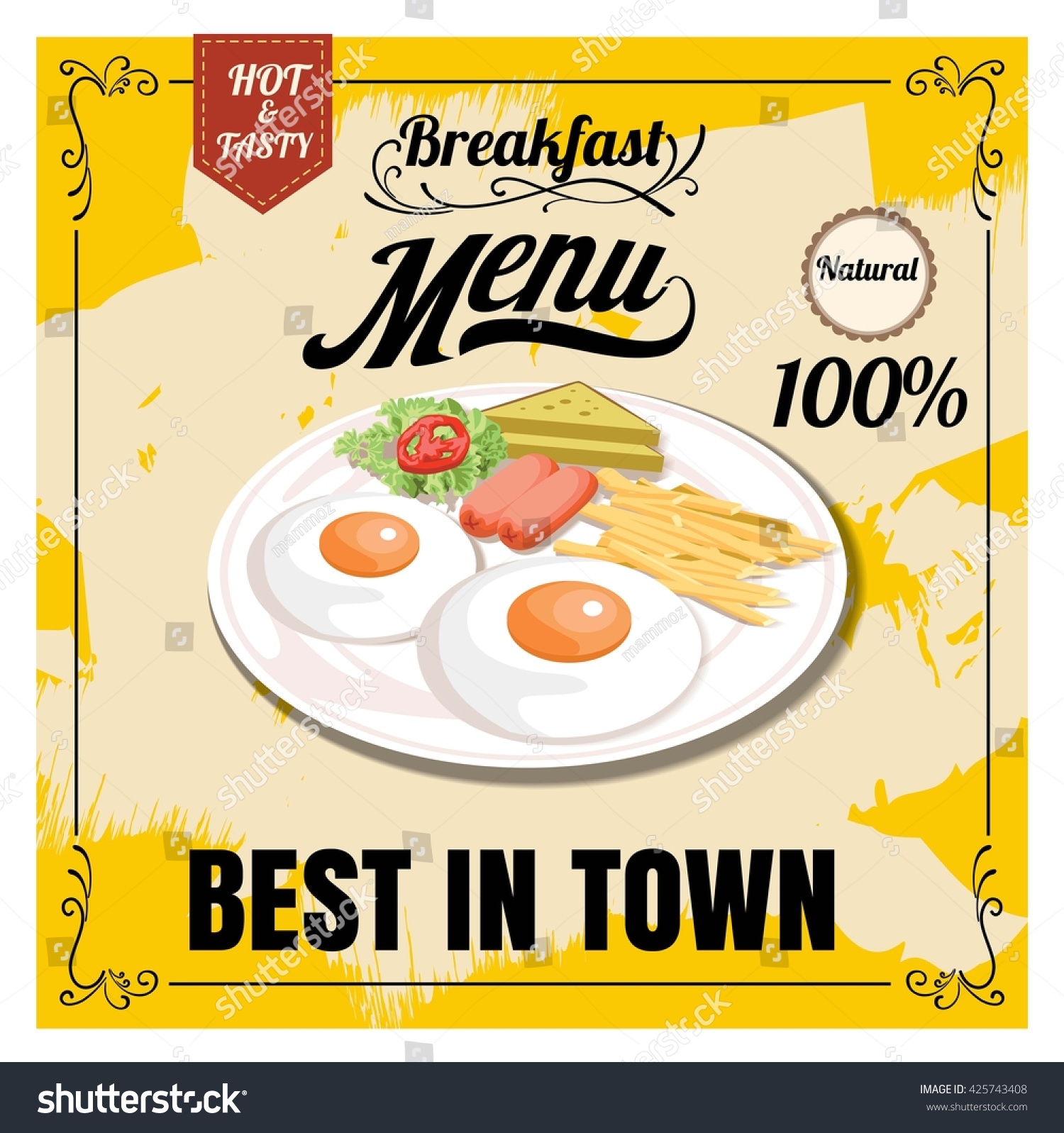 Vintage Poster Breakfast Menu Set On Stock Vector (royalty Free 