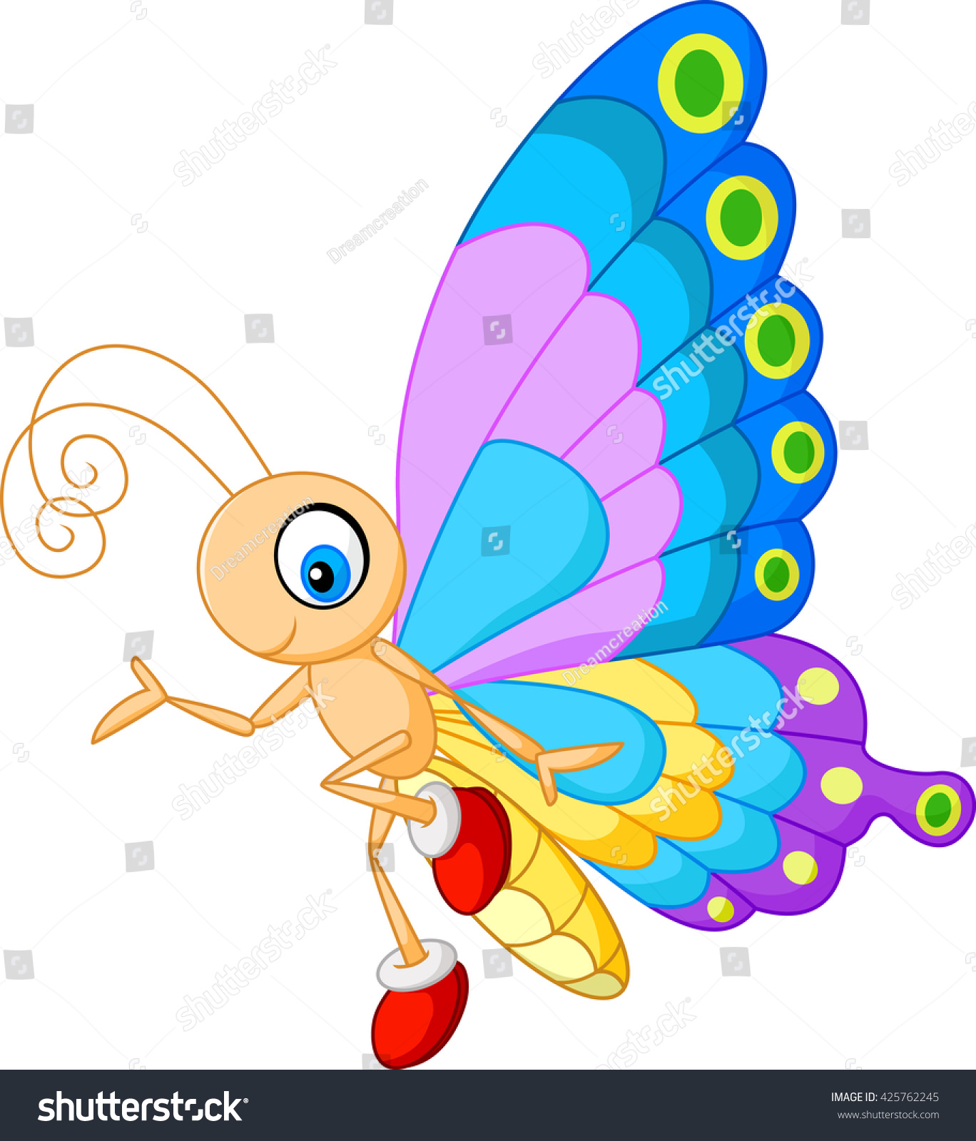 Cute Butterfly Cartoon Presenting Stock Vector (Royalty Free) 425762245 ...