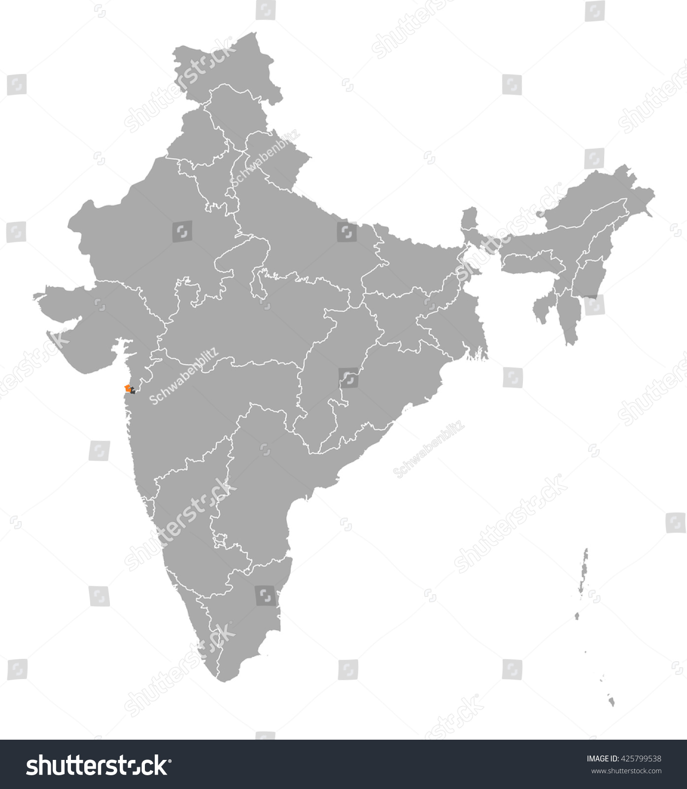 Map India Dadra Nagar Haveli Stock Vector (Royalty Free) 425799538 ...