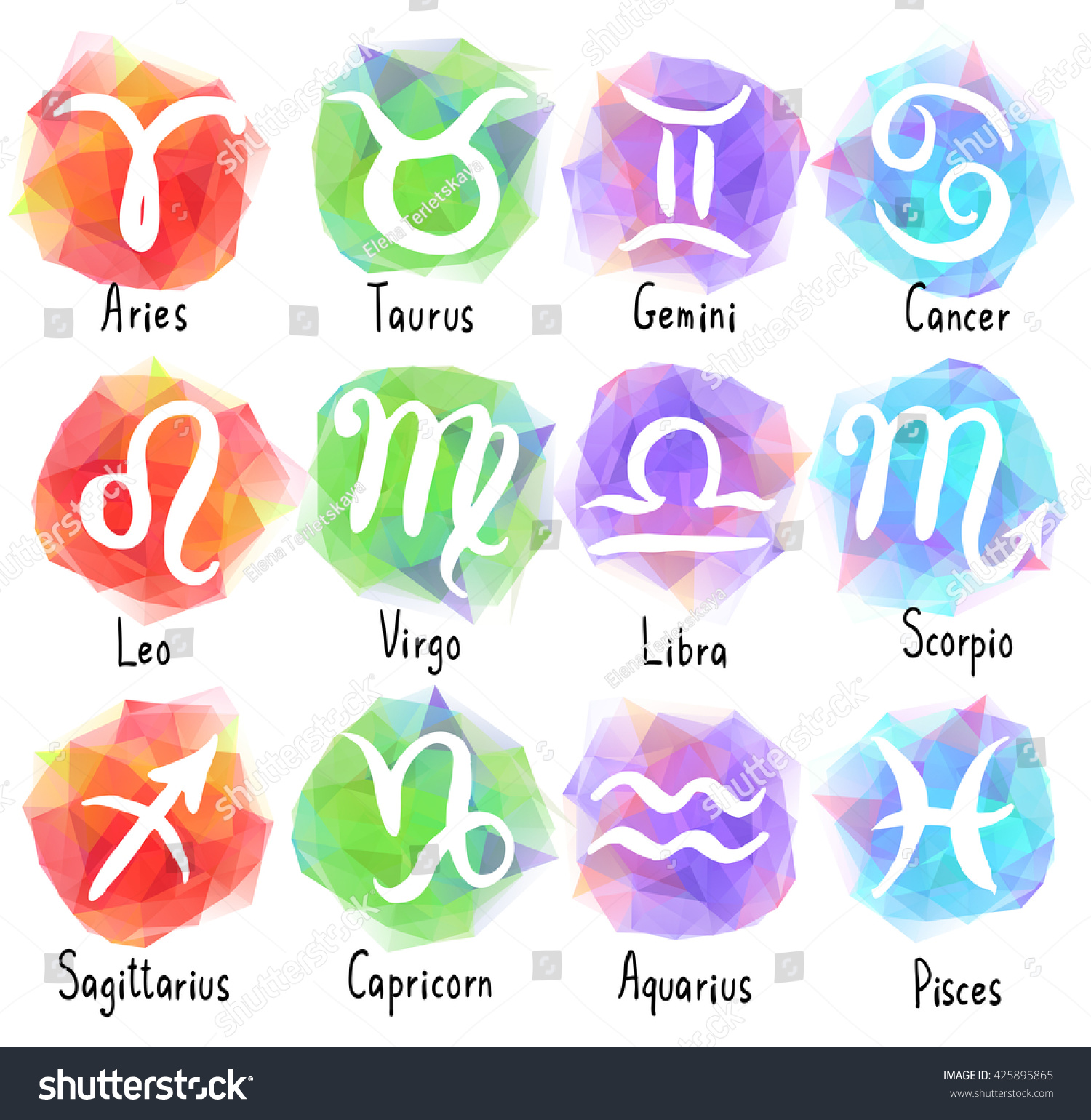 Set Zodiac Icons Captions Zodiac Signs Stock Vector (Royalty Free ...