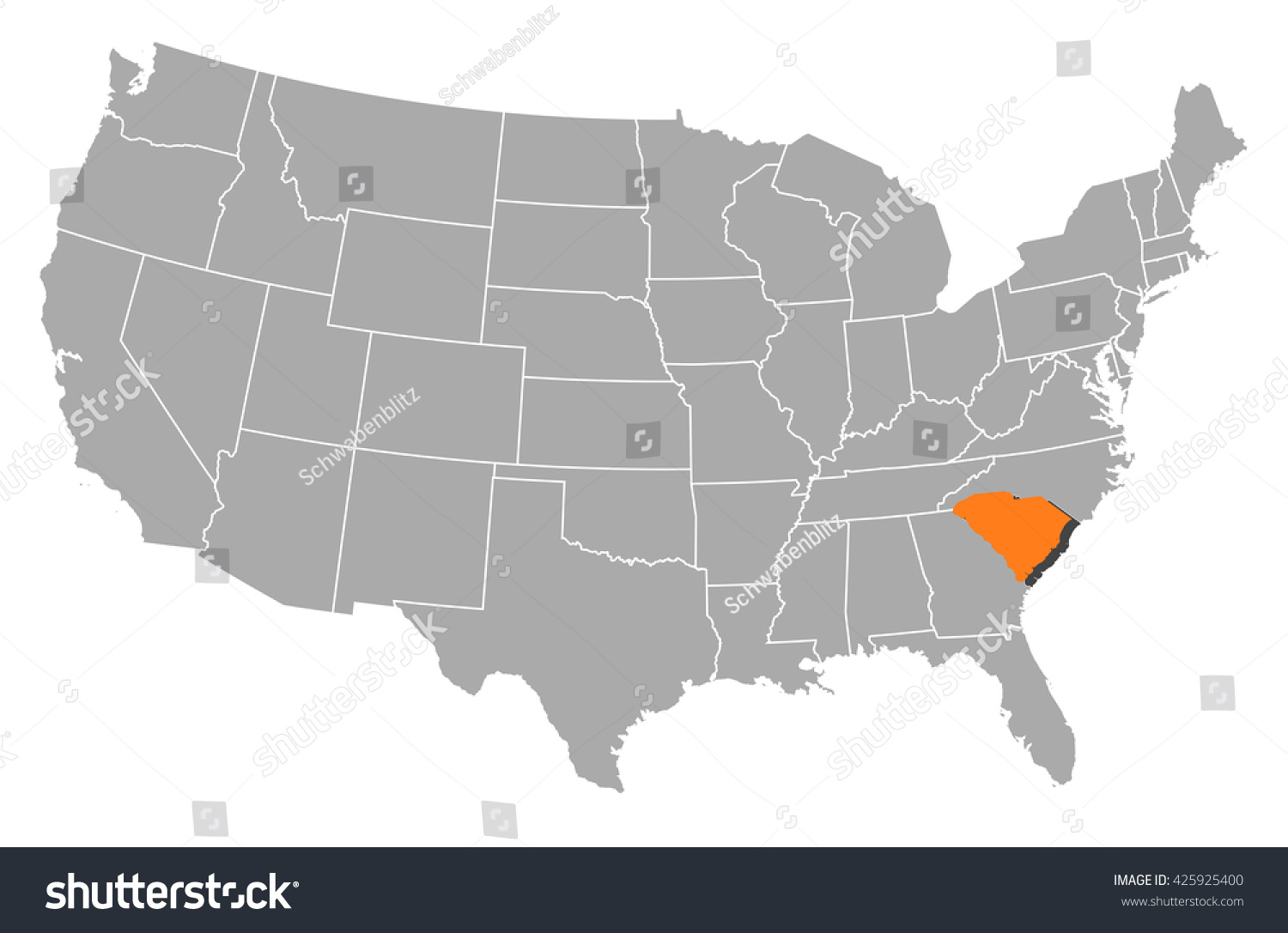 Map United States South Carolina Stock Vector (Royalty Free) 425925400 ...
