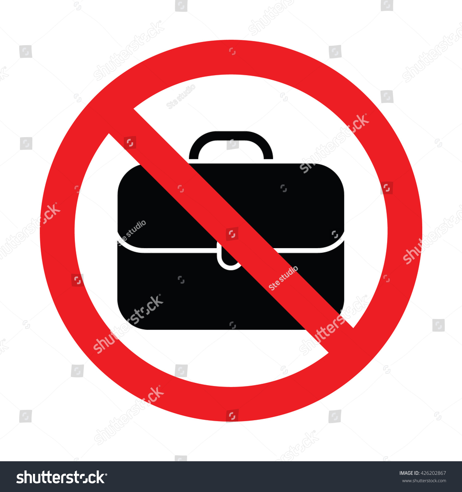 Prohibiting Sign Briefcase No Briefcase Sign Stock Vector (Royalty Free ...