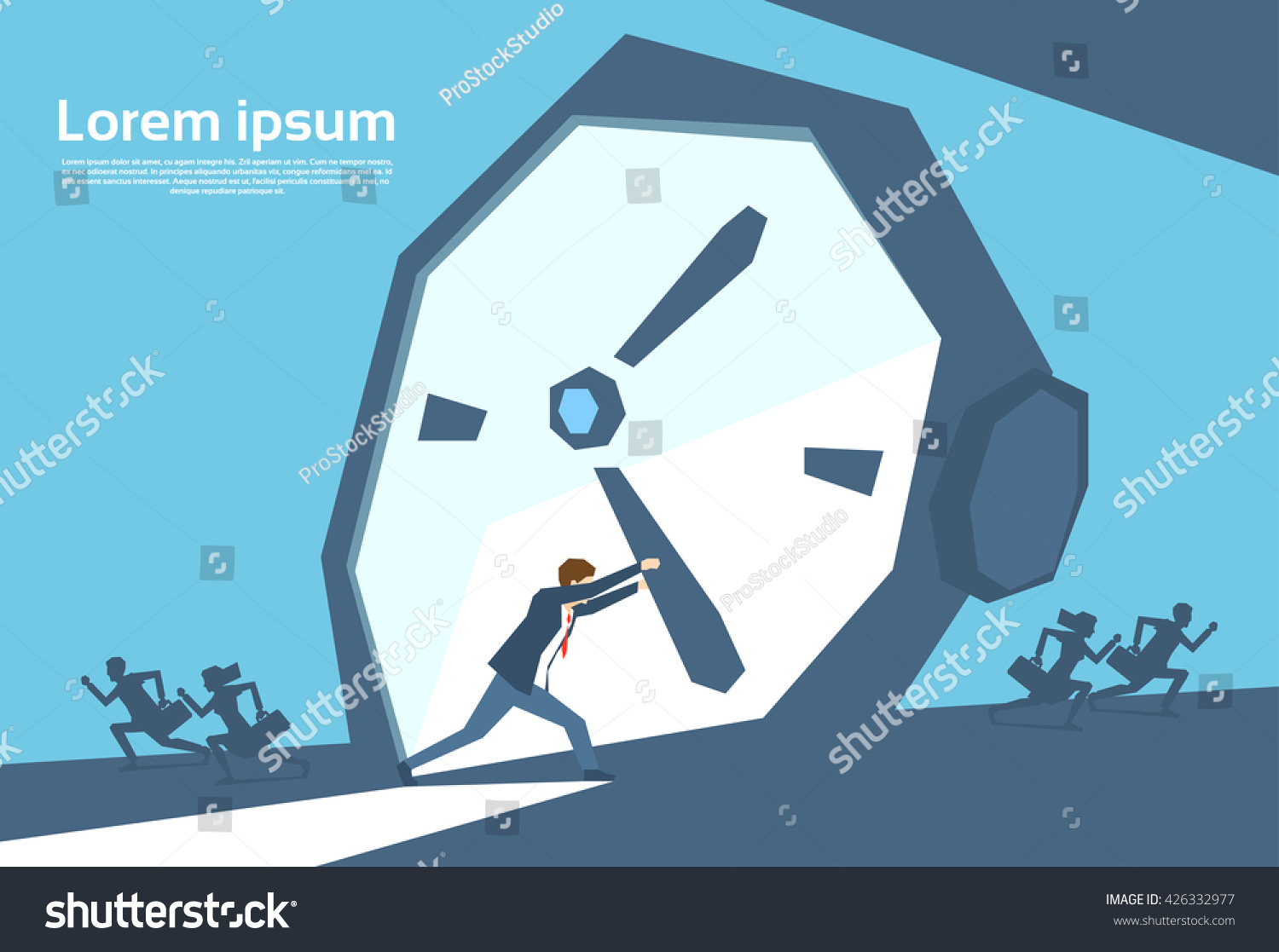 Business Man Push Clock Arrow Businessman Stock Vector (Royalty Free ...