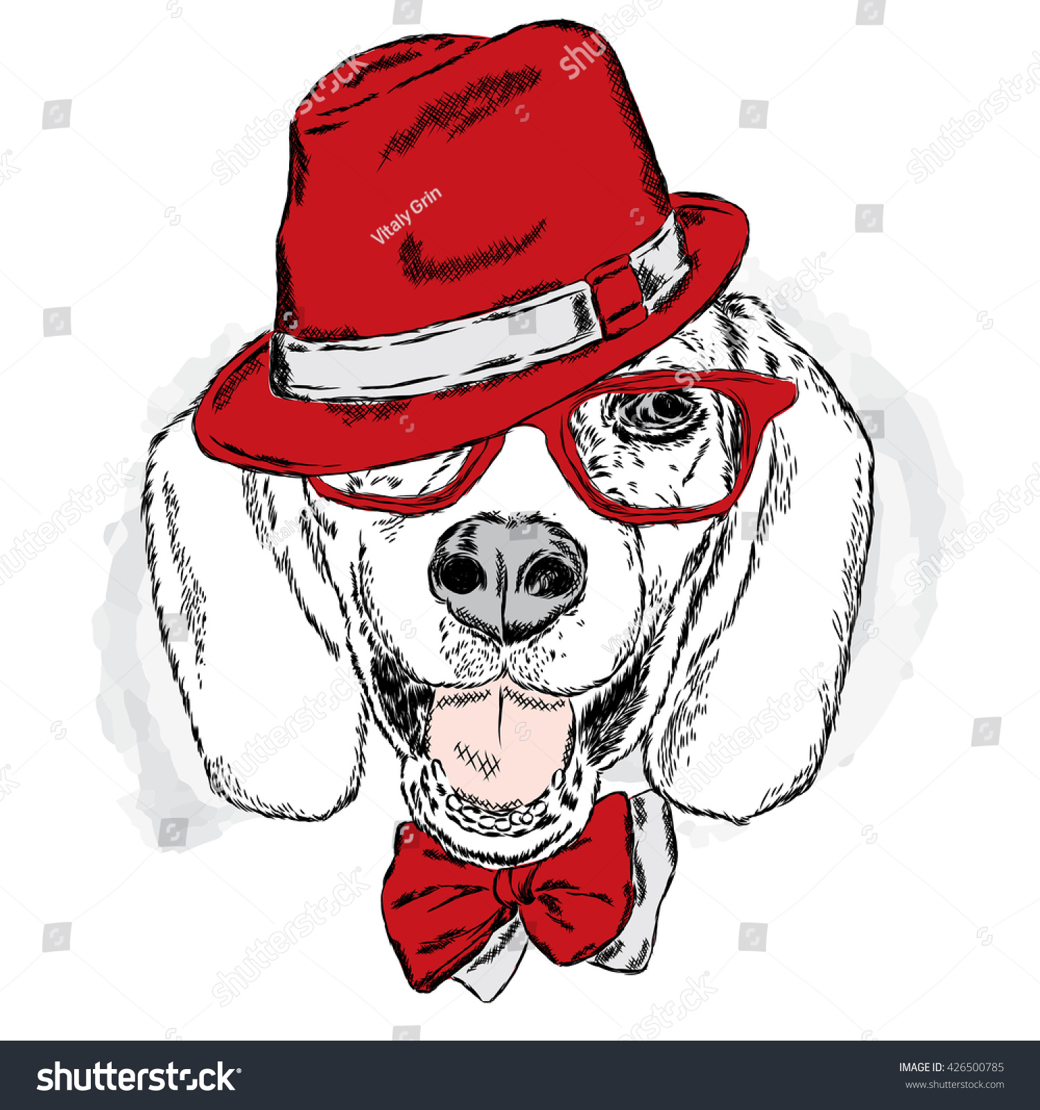 Рисованный пес в шляпе