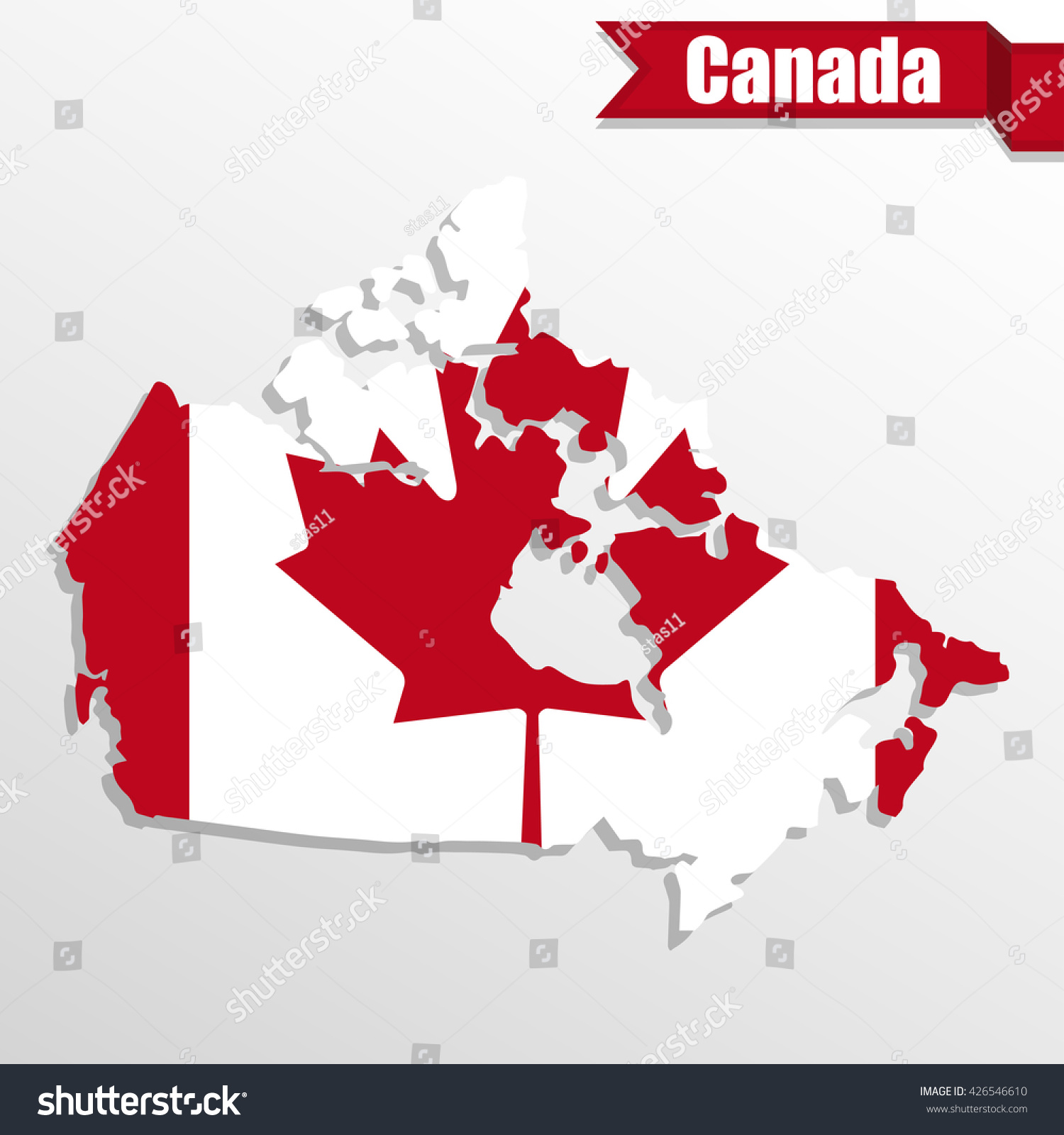 Canada Map Canada Flag Inside Ribbon Stock Vector (Royalty Free ...