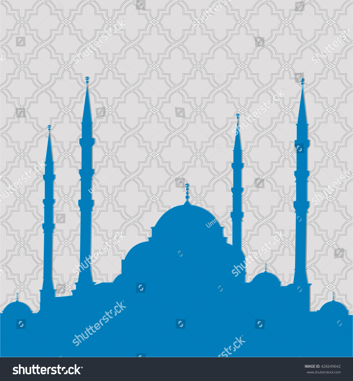 Islamic Background Arabic Pattern Blue Silhouette Stock Vector (Royalty ...