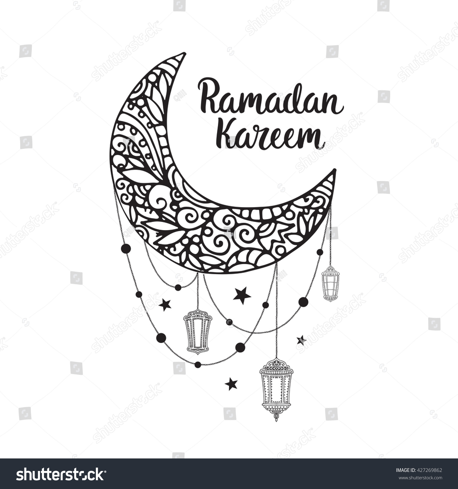 Полумесяц Рамадан раскраска