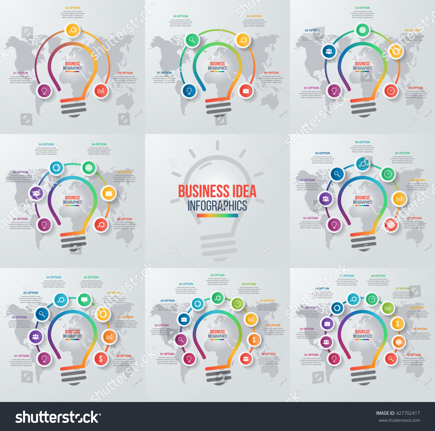 Vector Idea Light Bulb Circle Infographic Stock Vector (Royalty Free ...