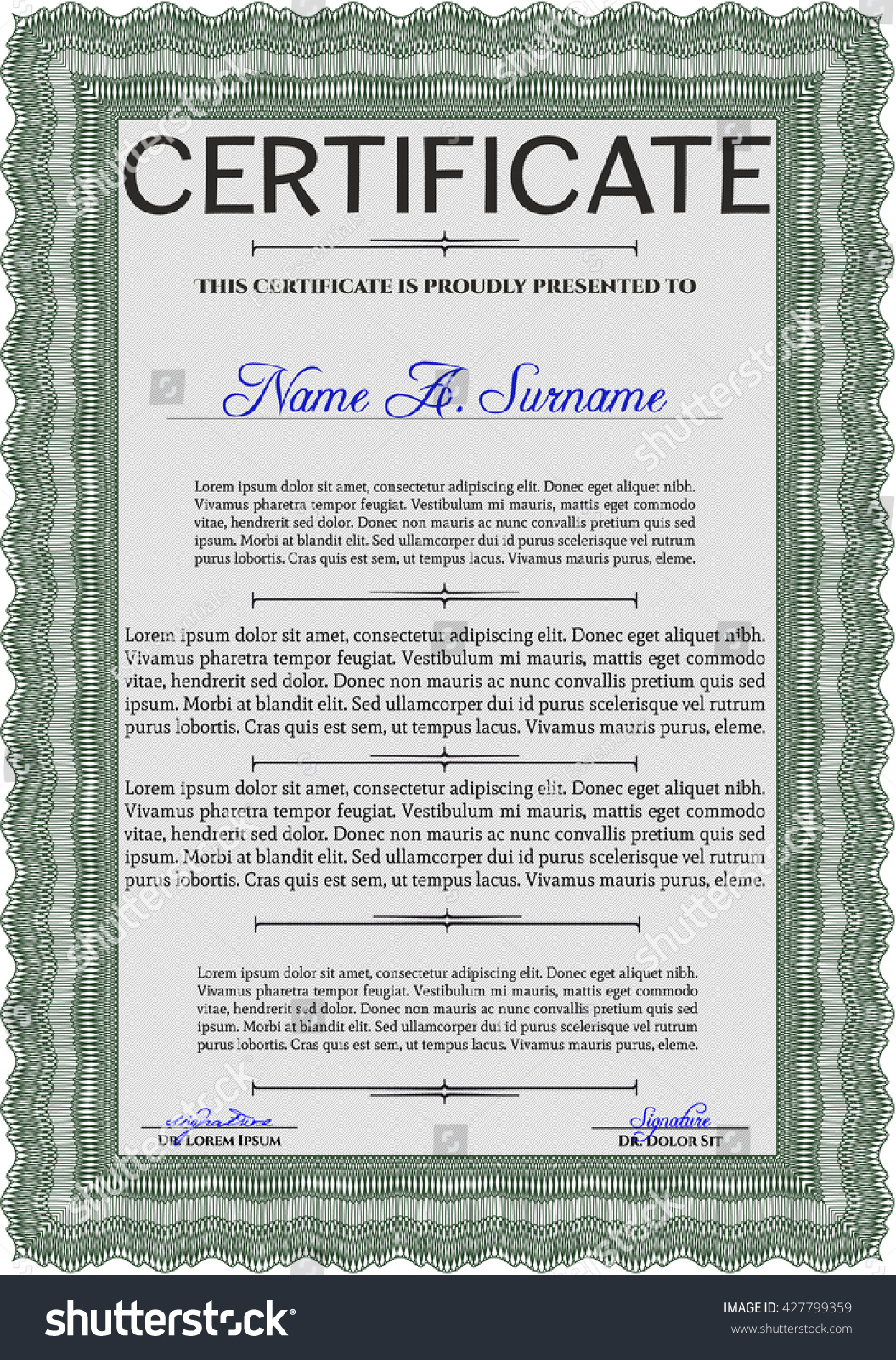 Green Certificate Diploma Template Border Frame Stock Vector (Royalty ...