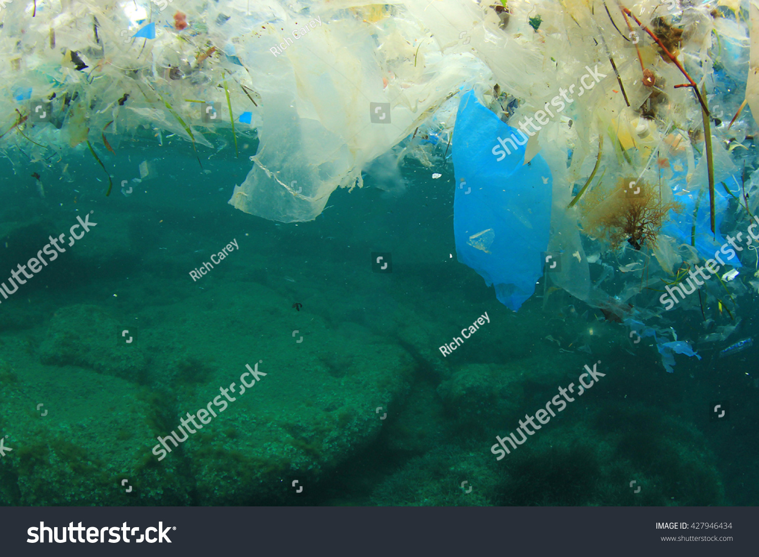 Plastic Rubbish Pollution Ocean Environment Stock Photo 427946434 ...