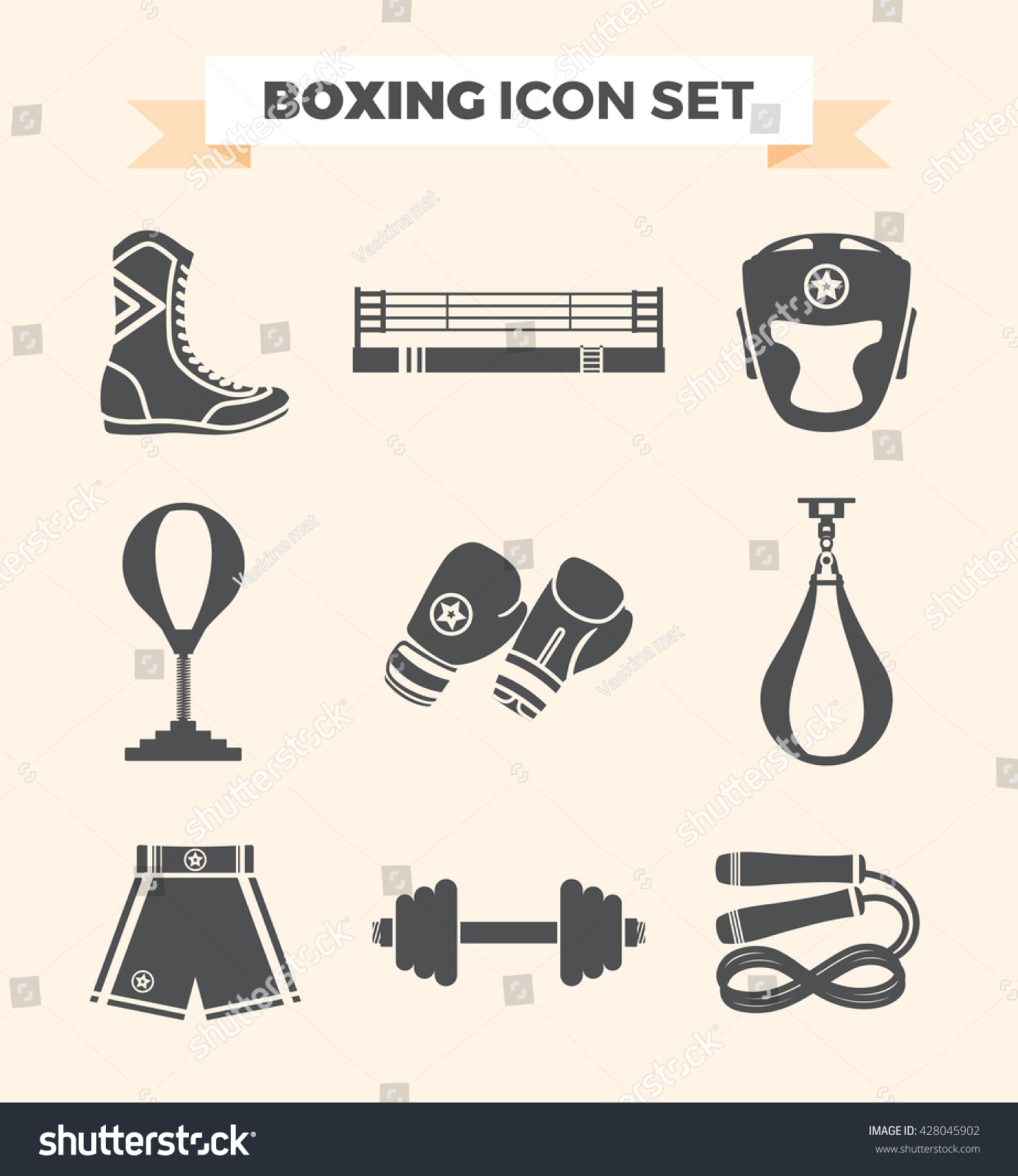 Set Boxing Equipment Vector Monochrome Design Stock Vector Royalty Free 428045902 Shutterstock 7793