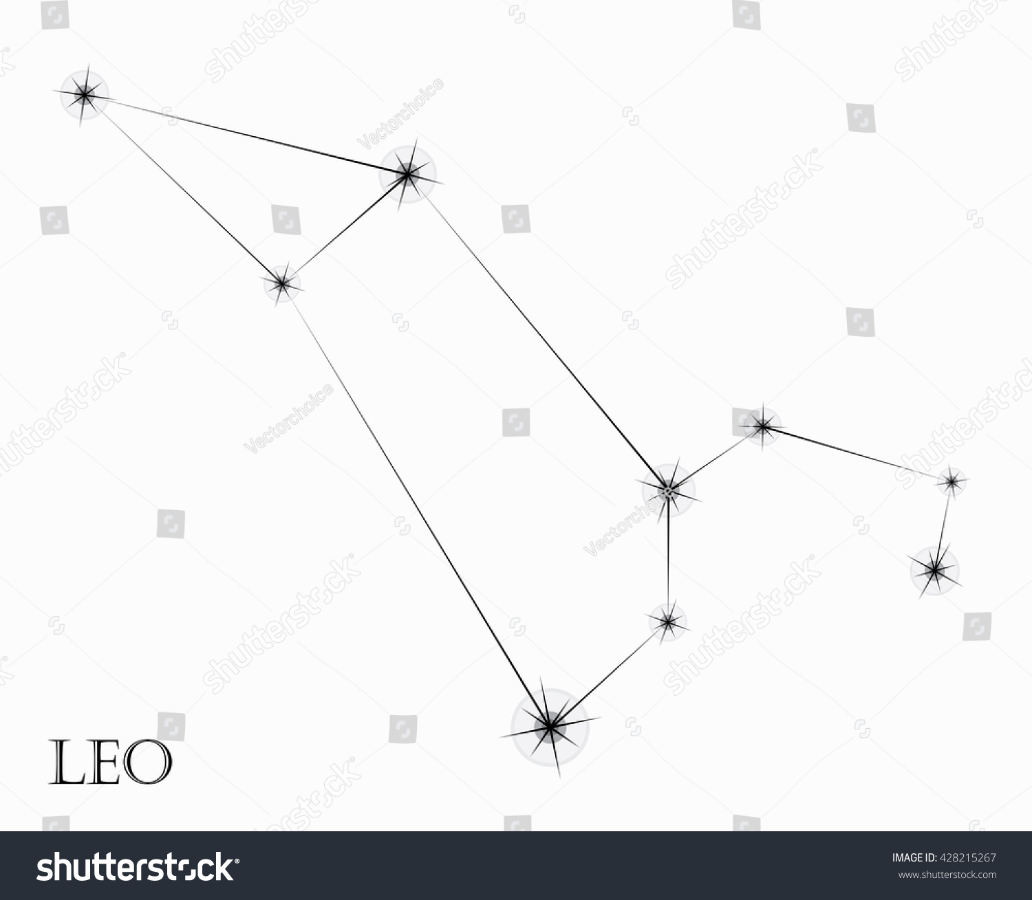 Leo Highly Detailed Zodiac Constellations Icons Stock Vector (Royalty ...