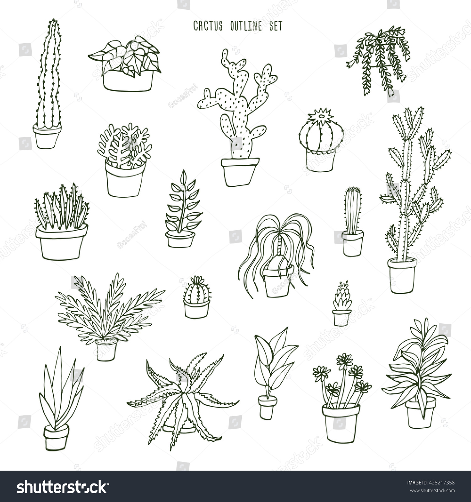 Succulent Cactus Outline Set: Ñ�Ñ‚Ð¾ÐºÐ¾Ð²Ð°Ñ� Ð²ÐµÐºÑ‚Ð¾Ñ€Ð½Ð°Ñ� Ð³Ñ€Ð°Ñ„Ð¸ÐºÐ° (Ð±ÐµÐ· Ð»Ð¸Ñ†ÐµÐ½Ð·Ð¸Ð¾Ð½Ð½Ñ‹Ñ… ...