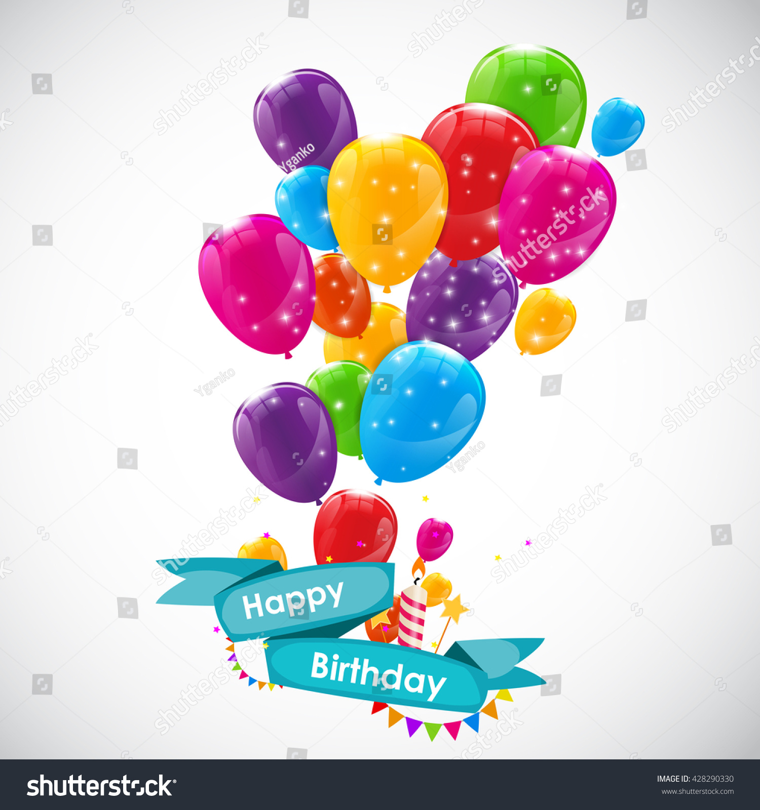 Happy Birthday Card Template Balloons Vector Stock Vector (Royalty Free ...