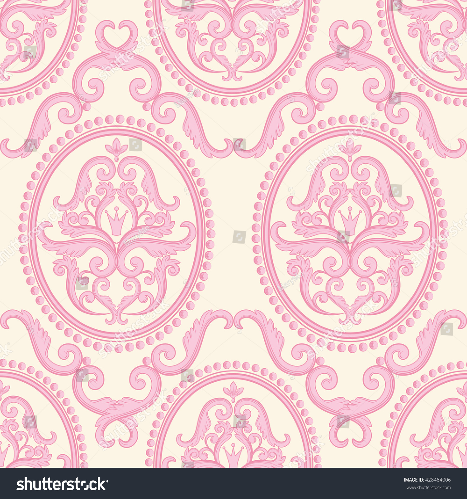 Seamless Damask Pattern Pink Pastel Texture Stock Vector (Royalty Free ...